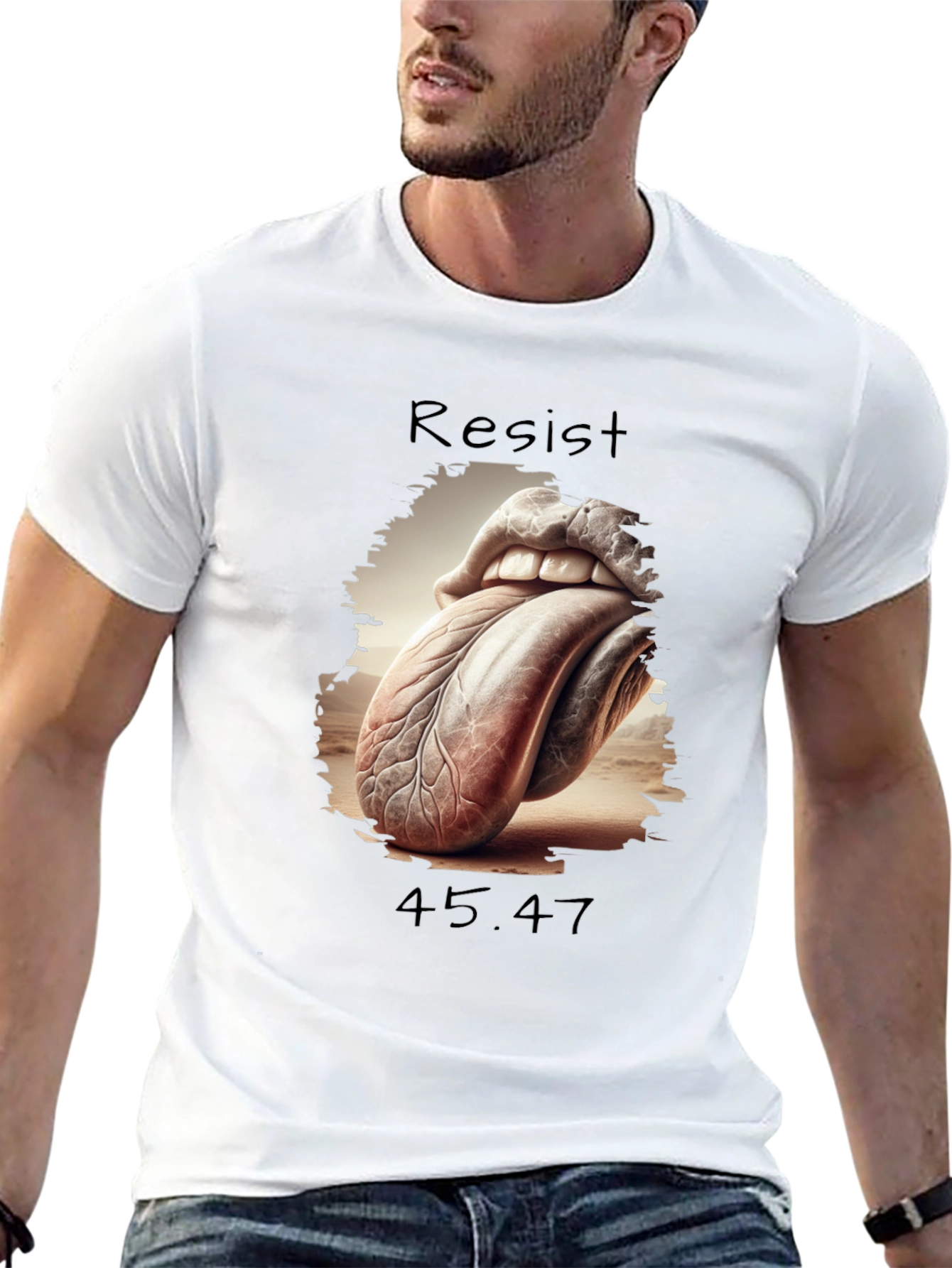 Black Resist 45.47 Graphic Tee - Unique Tongue Design view 13