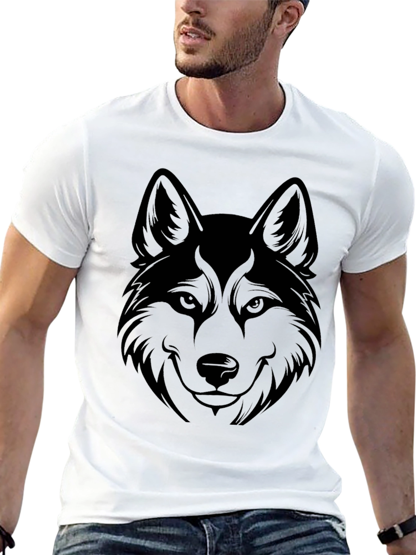 Black Black Wolf Graphic Tee - Men's Casual T-Shirt view 13