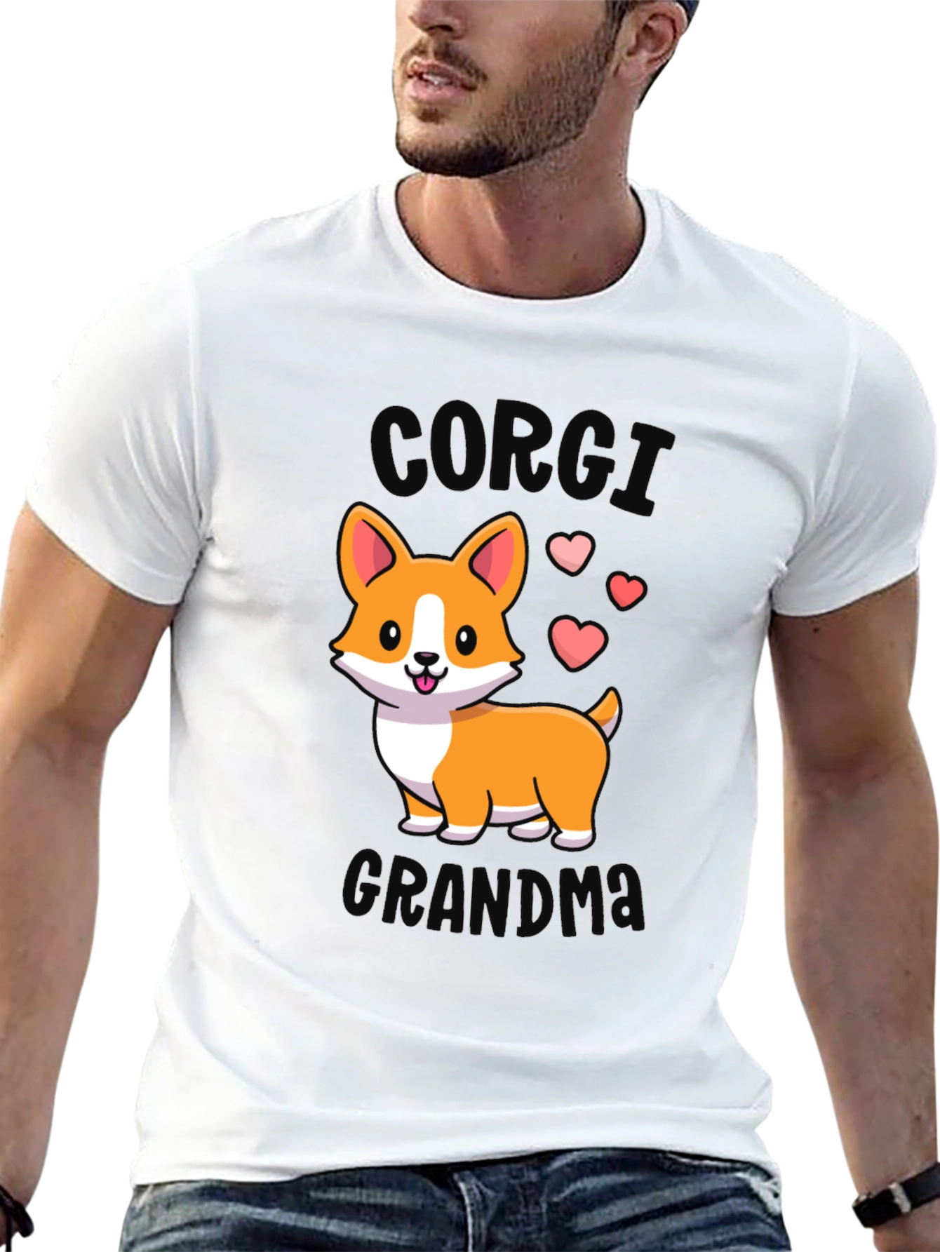 Black Corgi Grandma Black T-Shirt view 13
