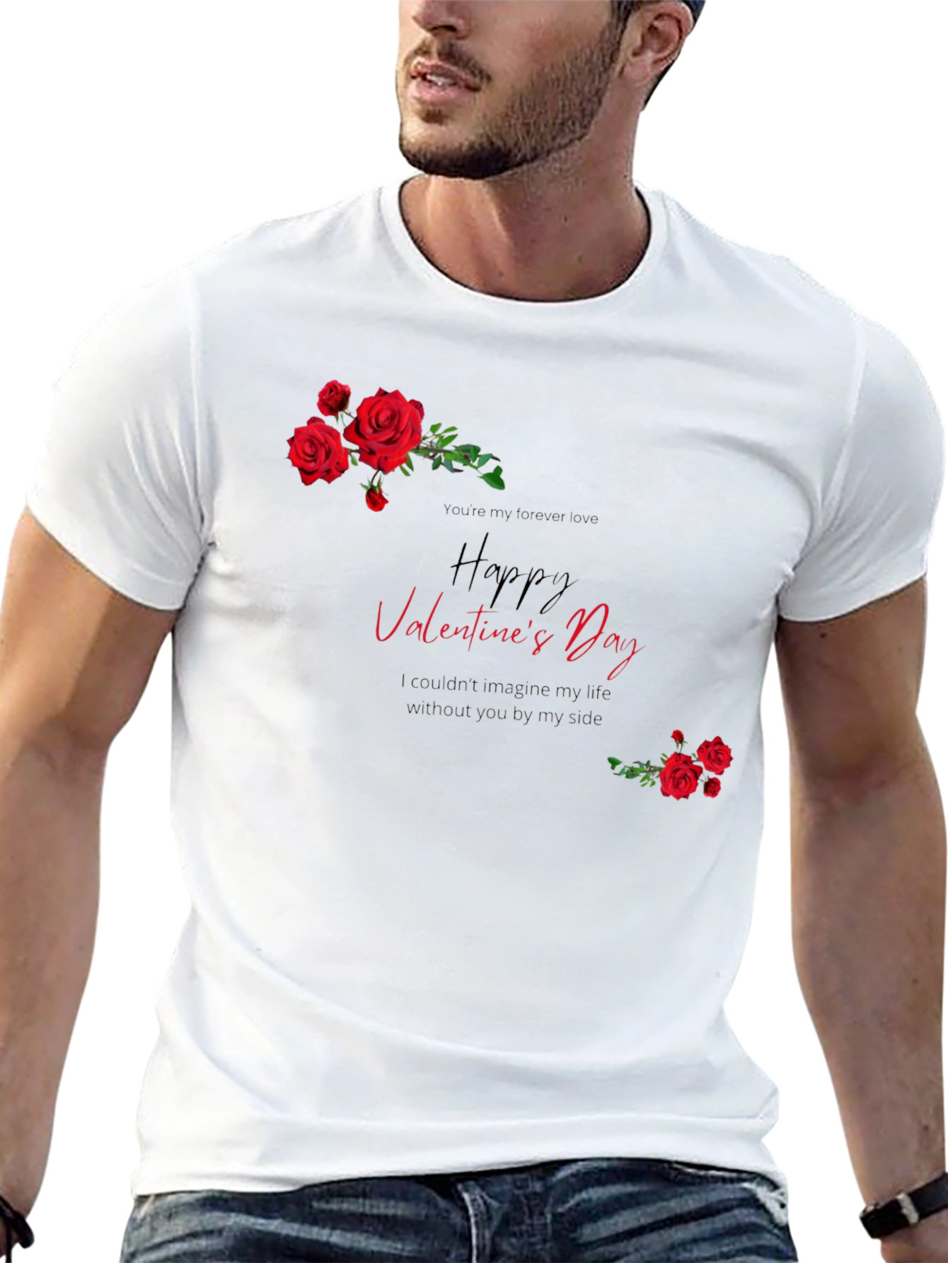 Black Valentine's Day Roses Graphic T-Shirt view 13