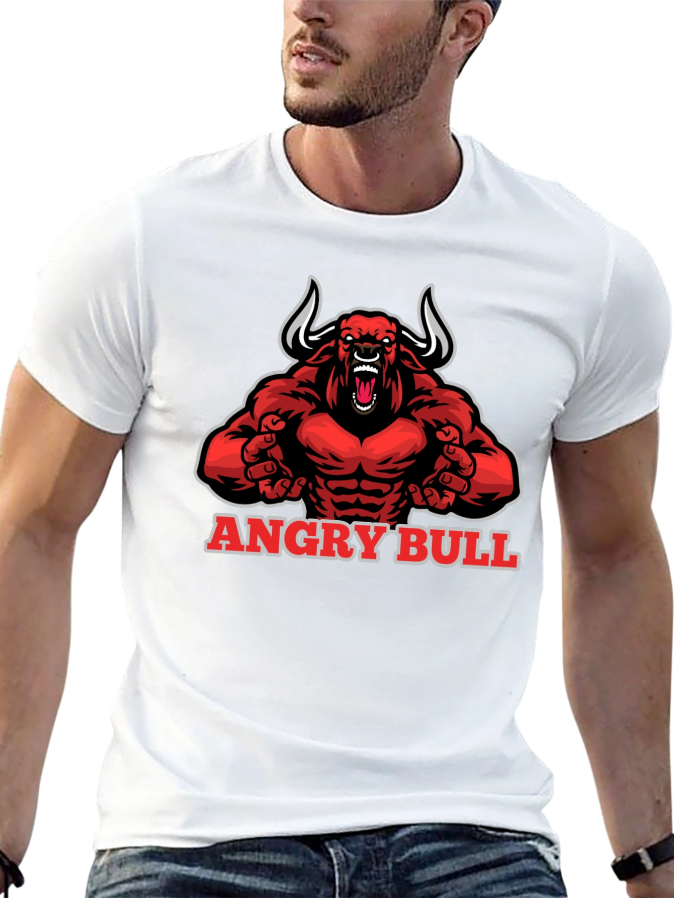 Black Angry Bull Graphic Tee - Black Cotton T-Shirt view 13