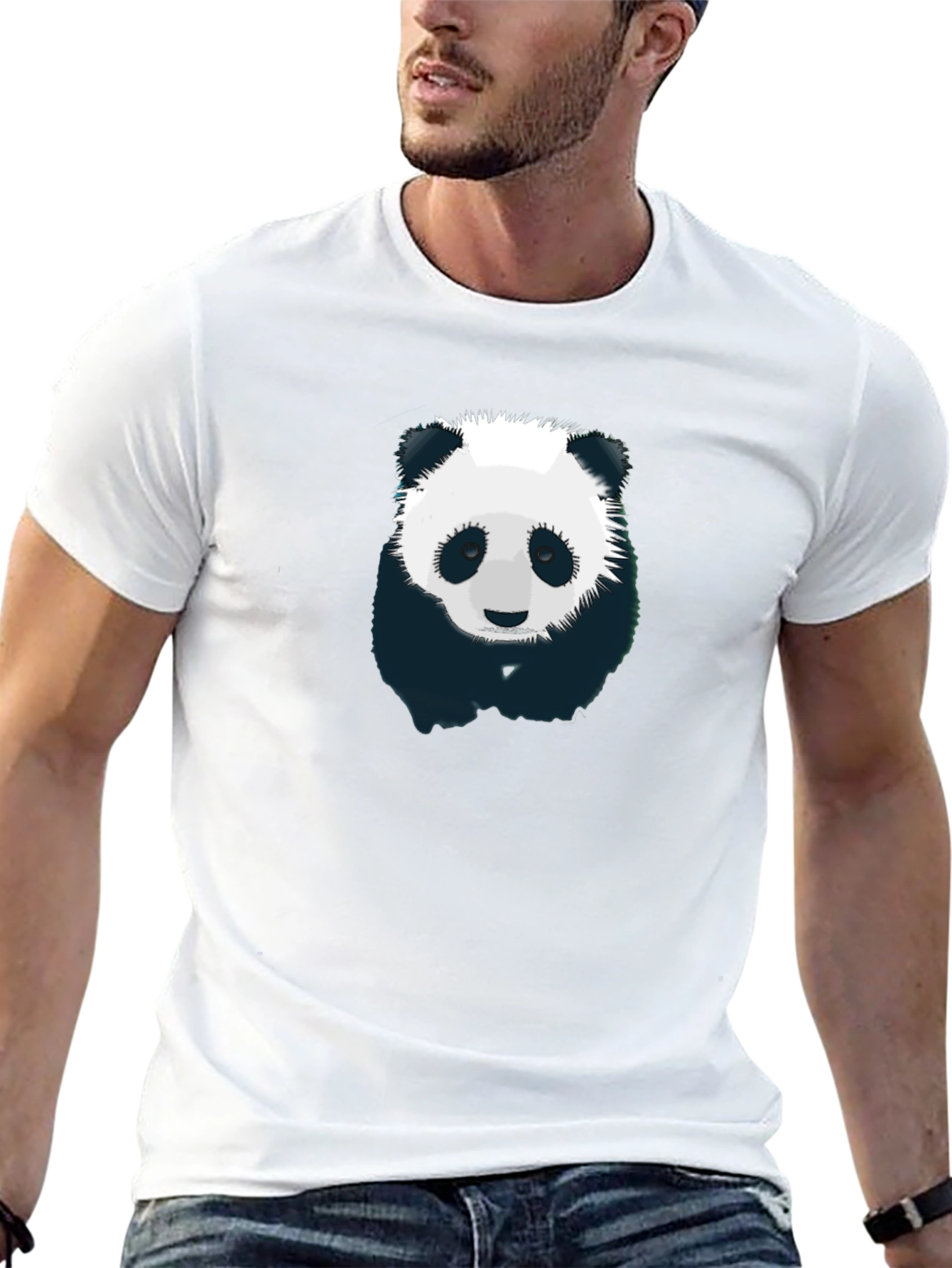Black Panda Graphic T-Shirt - Men's Black Crew Neck view 13