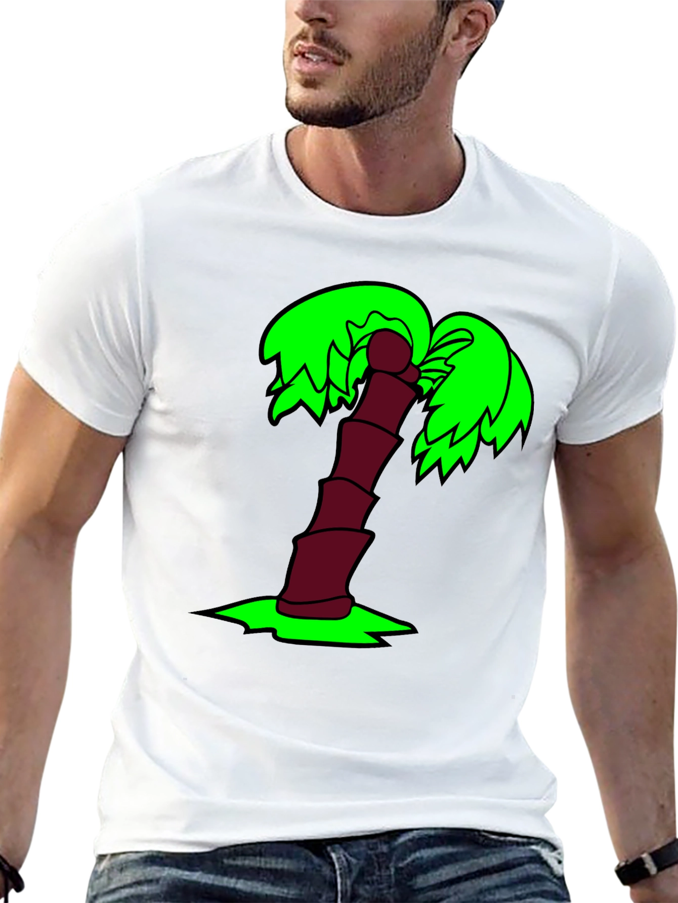 Black Cartoon Palm Tree Black T-Shirt view 13