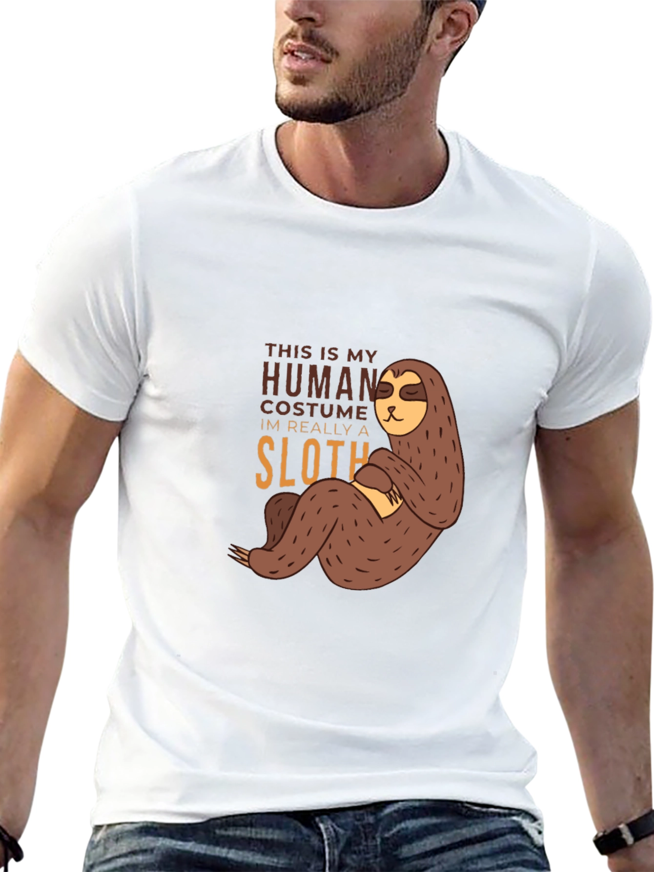 Black Funny Sloth Human Costume T-Shirt view 13