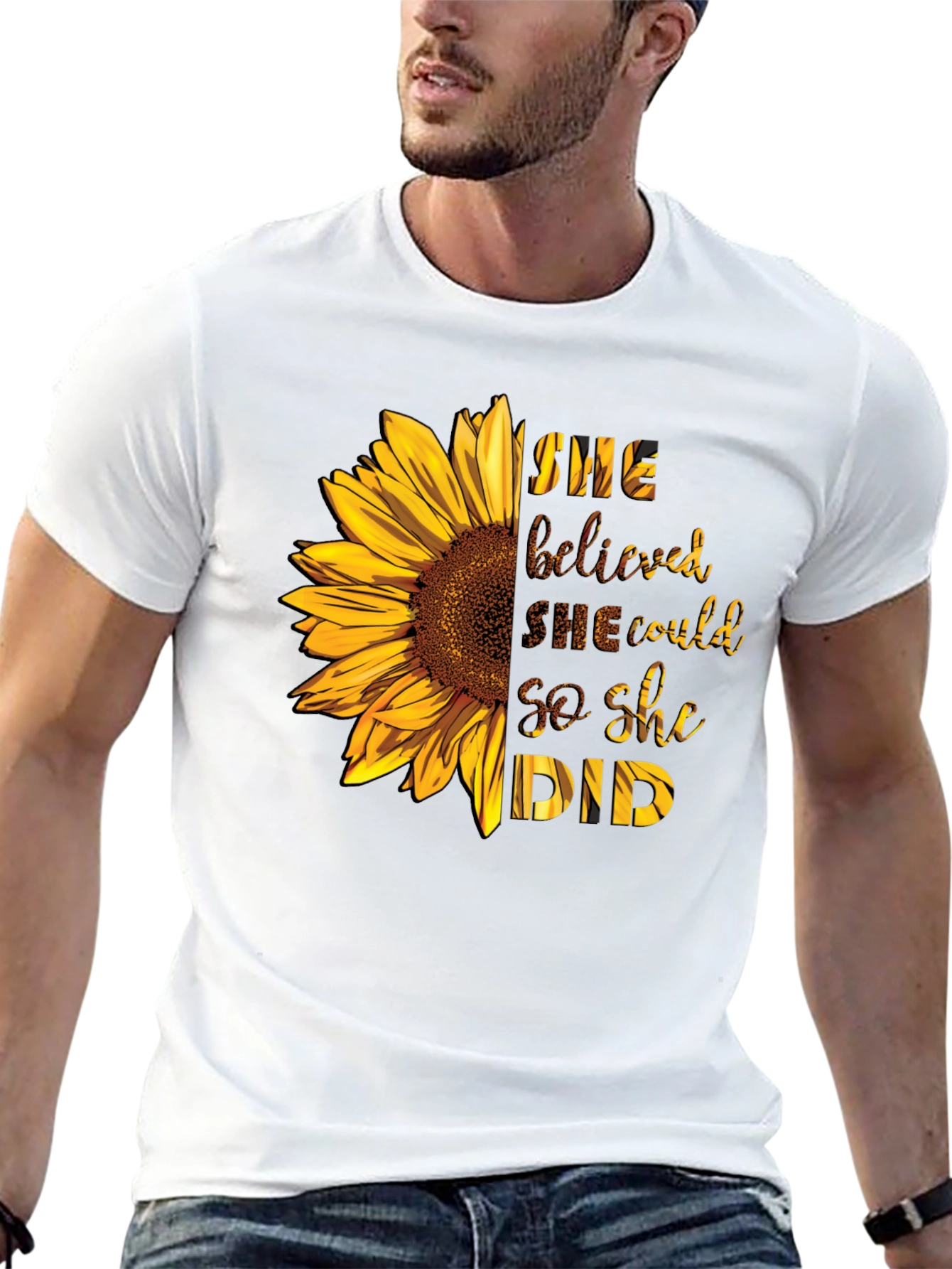 Black Sunflower Graphic Tee - She Believed She Could view 13