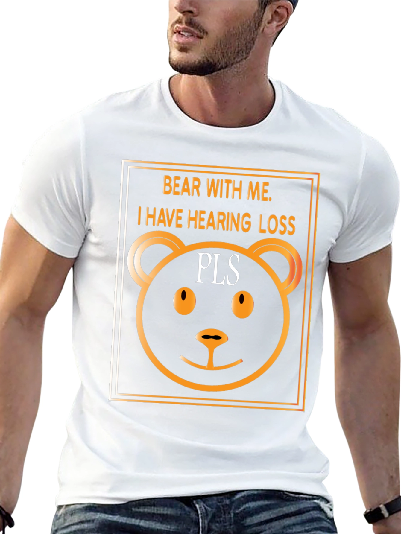 Black Bear With Me Hearing Loss T-Shirt view 13