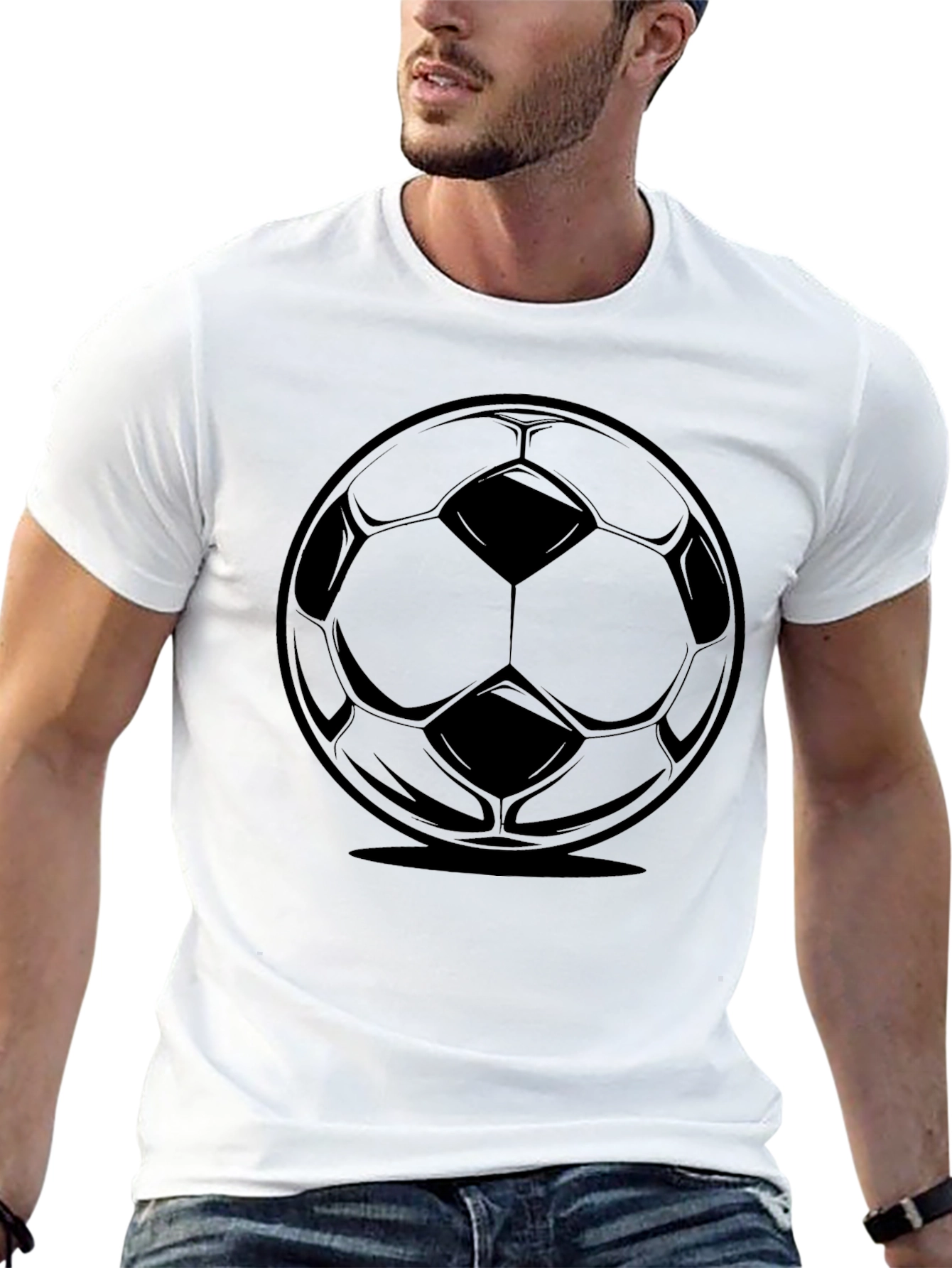 Black Black Soccer Ball Graphic Tee - Stylish Sportswear view 13