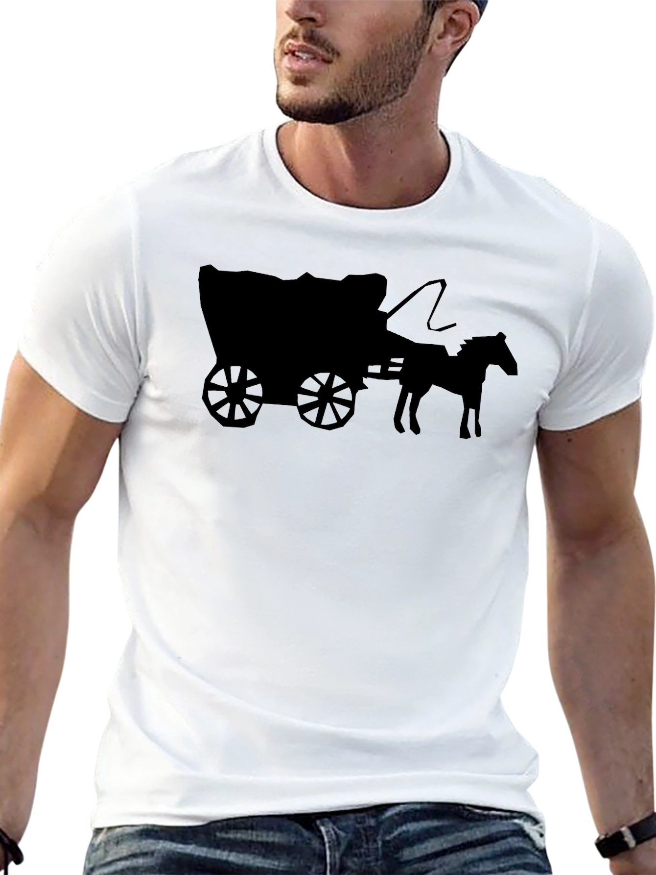 Black Wagon Wheel Graphic Tee - Black Cotton Blend T-Shirt view 13