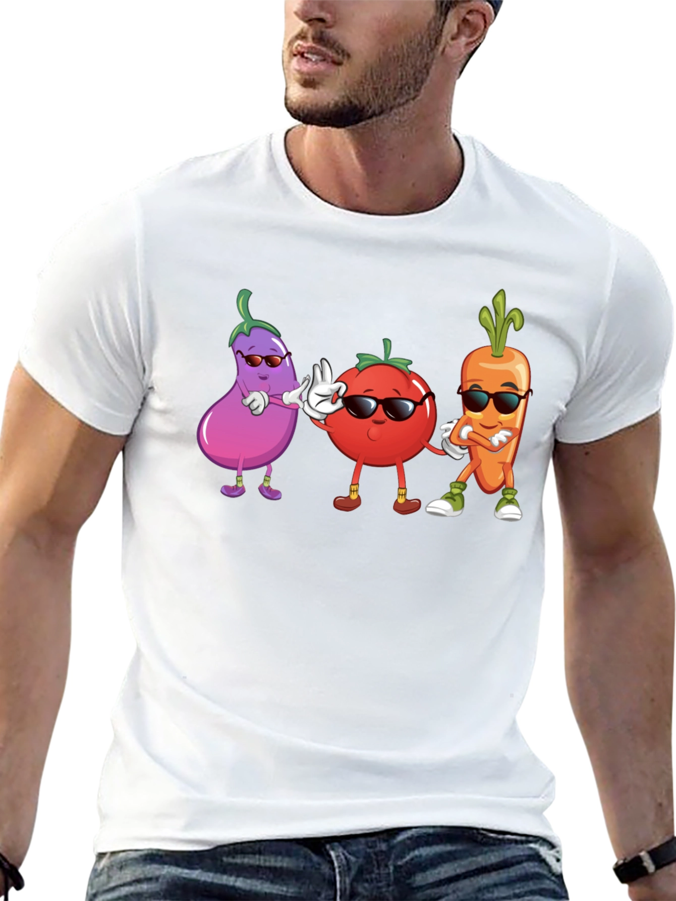 Black Cool Veggie Squad Black T-Shirt view 13