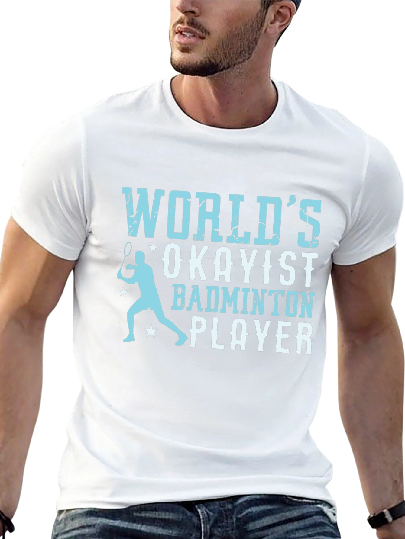 Black World's Okayist Badminton Player T-Shirt view 13