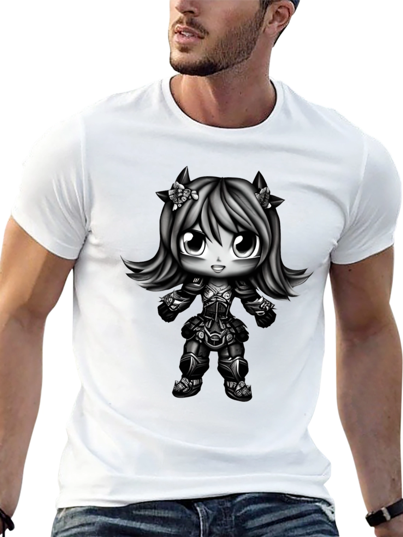Black Anime Girl Graphic Black T-Shirt view 13