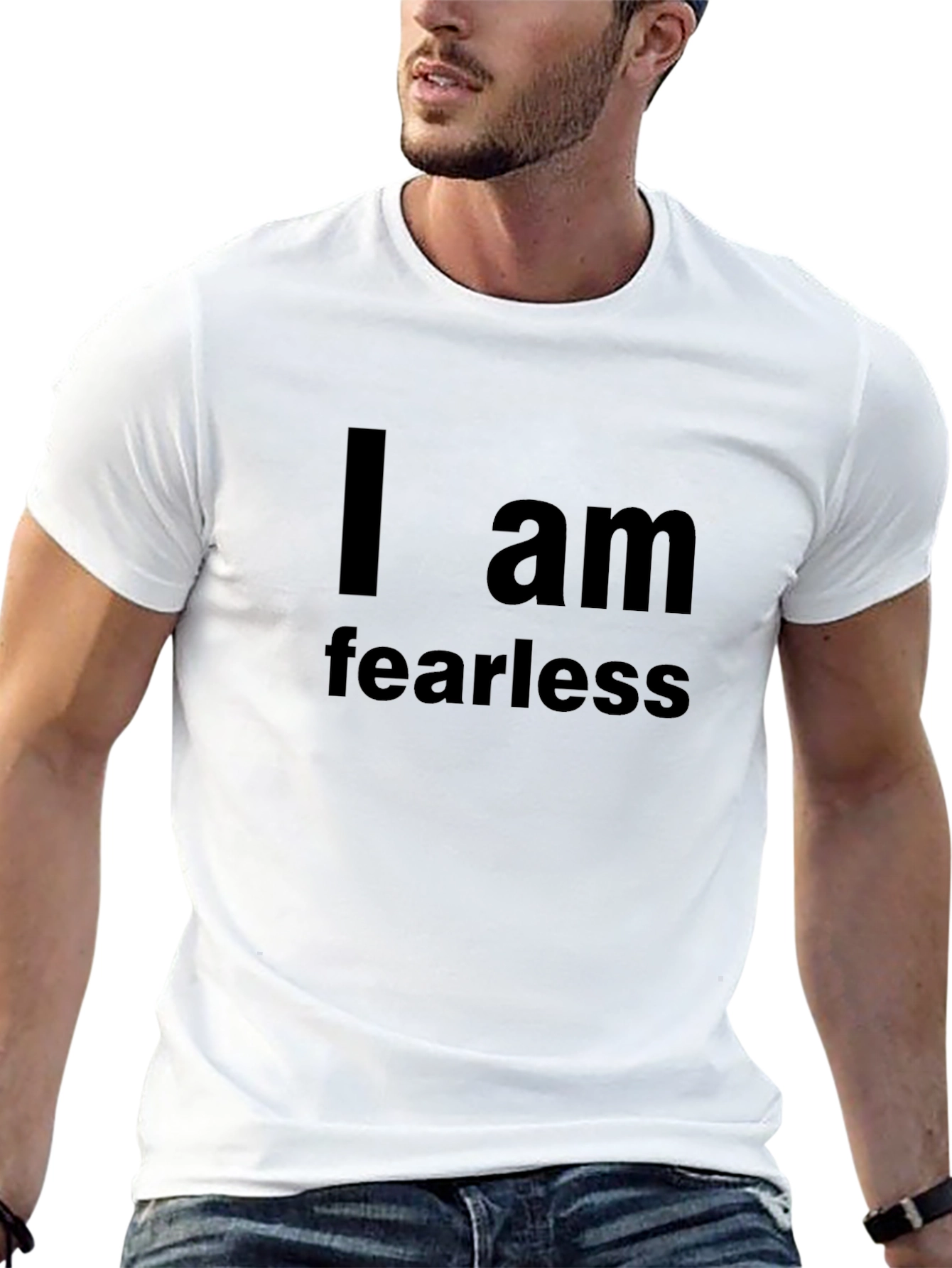 Black Fearless Statement Tee: Bold Black T-Shirt view 13