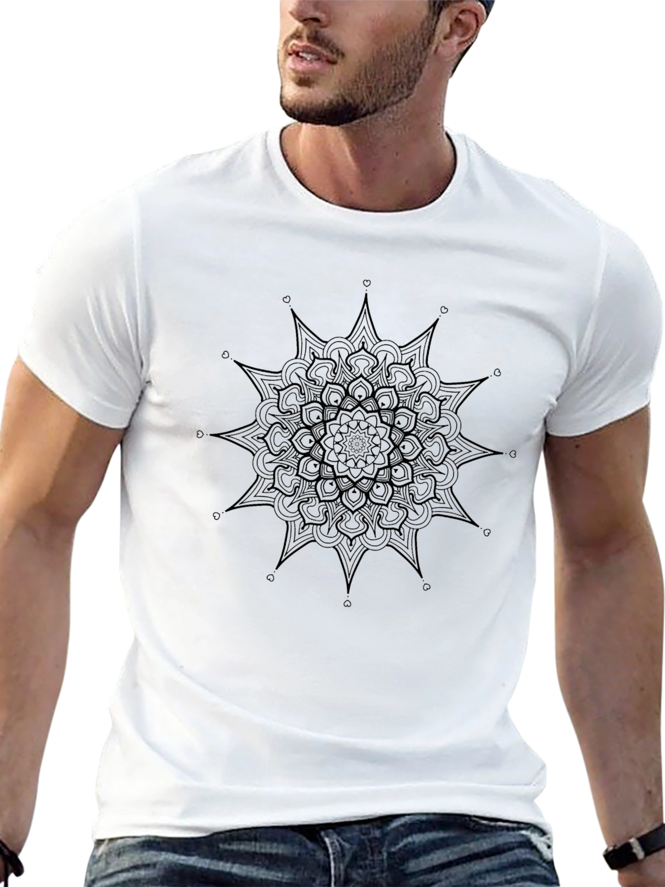 Black Black Mandala Graphic T-Shirt - Men's Casual Tee view 13