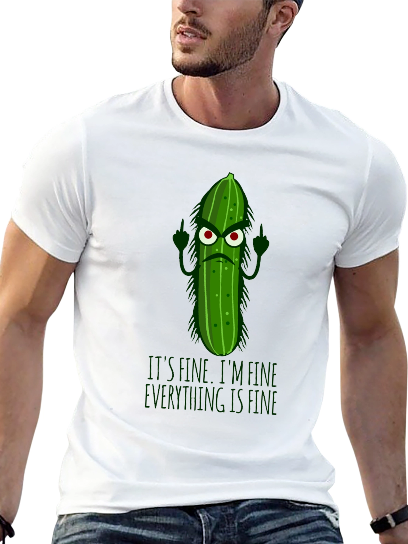 Black Funny Pickle T-Shirt - It's Fine, I'm Fine, Everything Is Fine view 13