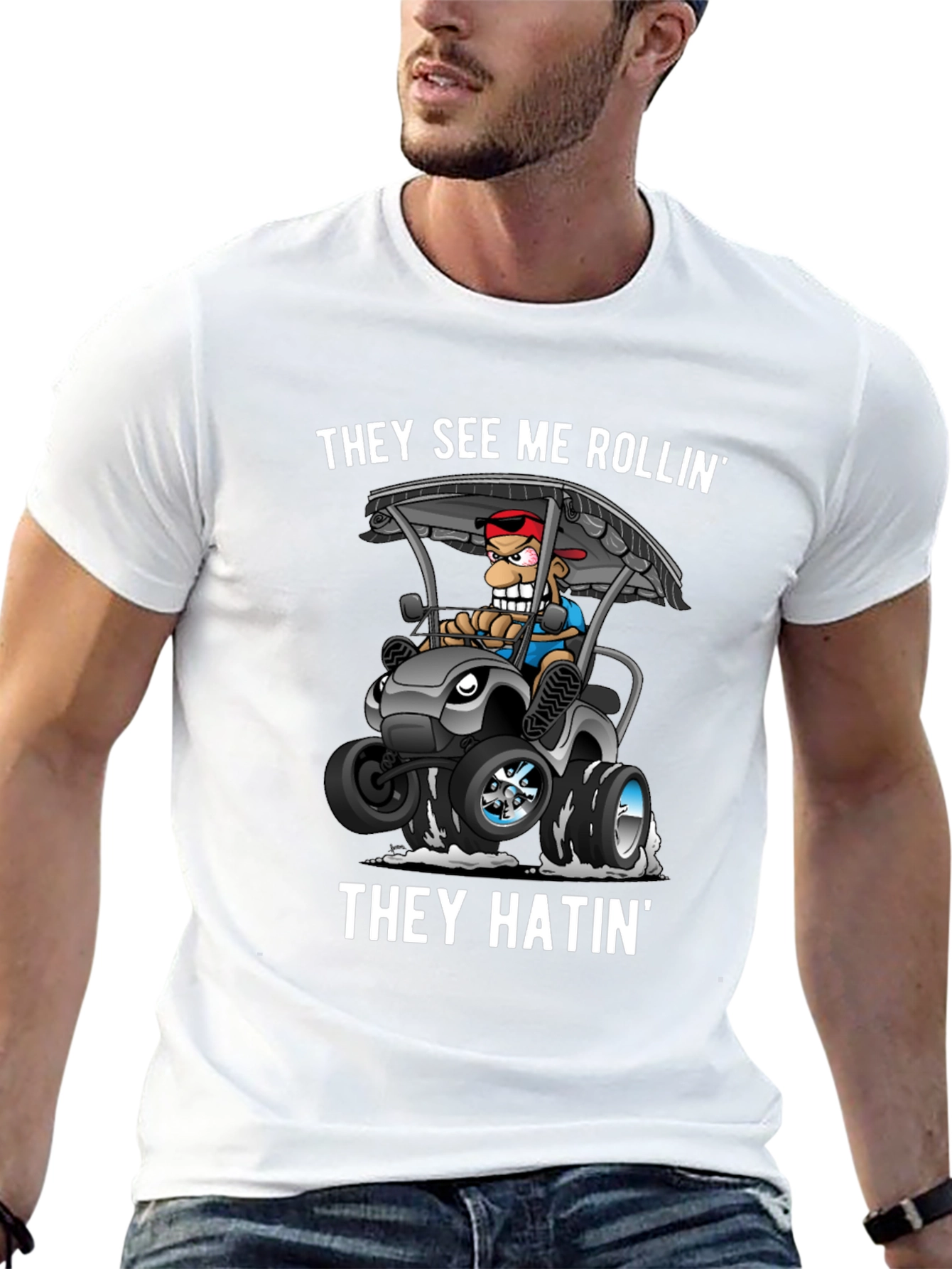 Black They See Me Rollin' T-Shirt view 13