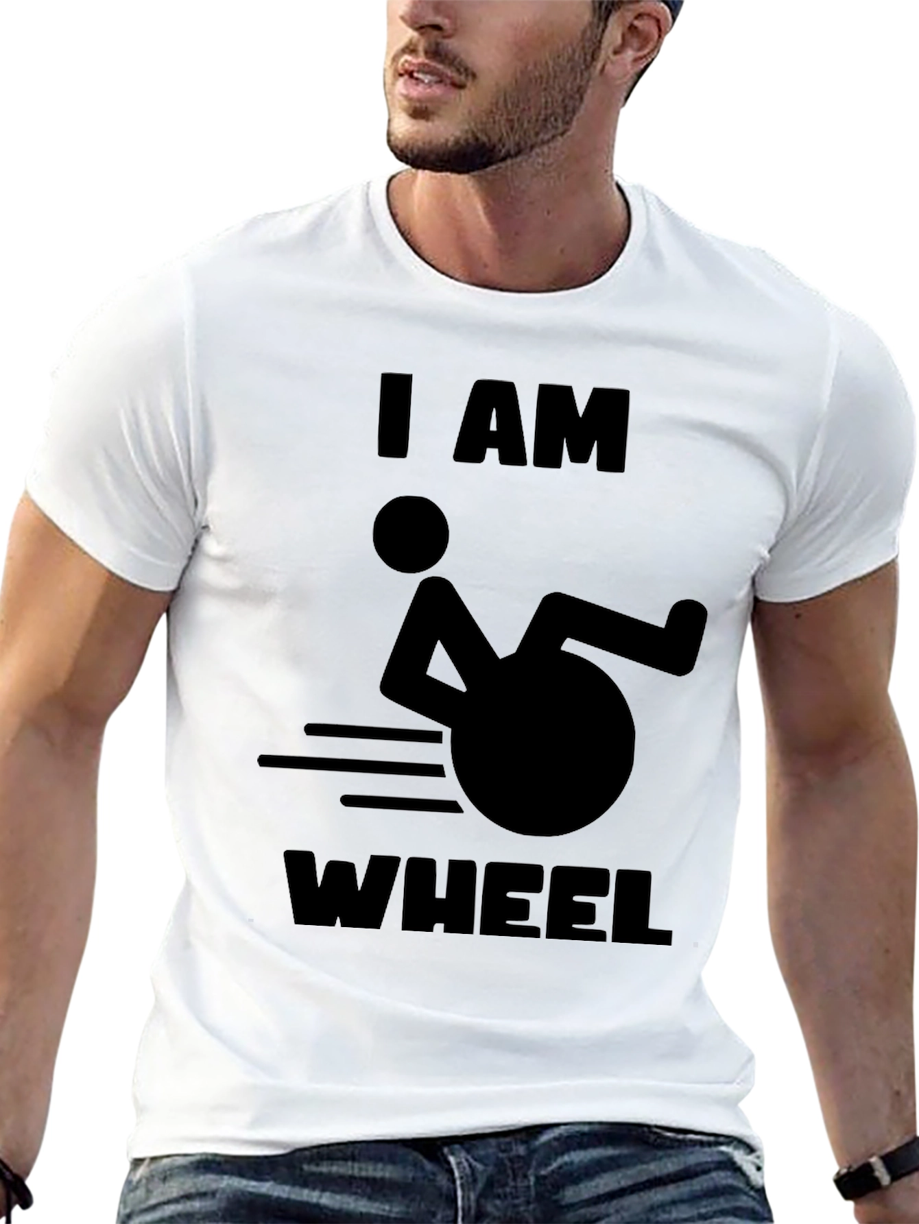 Black I AM WHEEL T-Shirt -  Humorous Design view 13