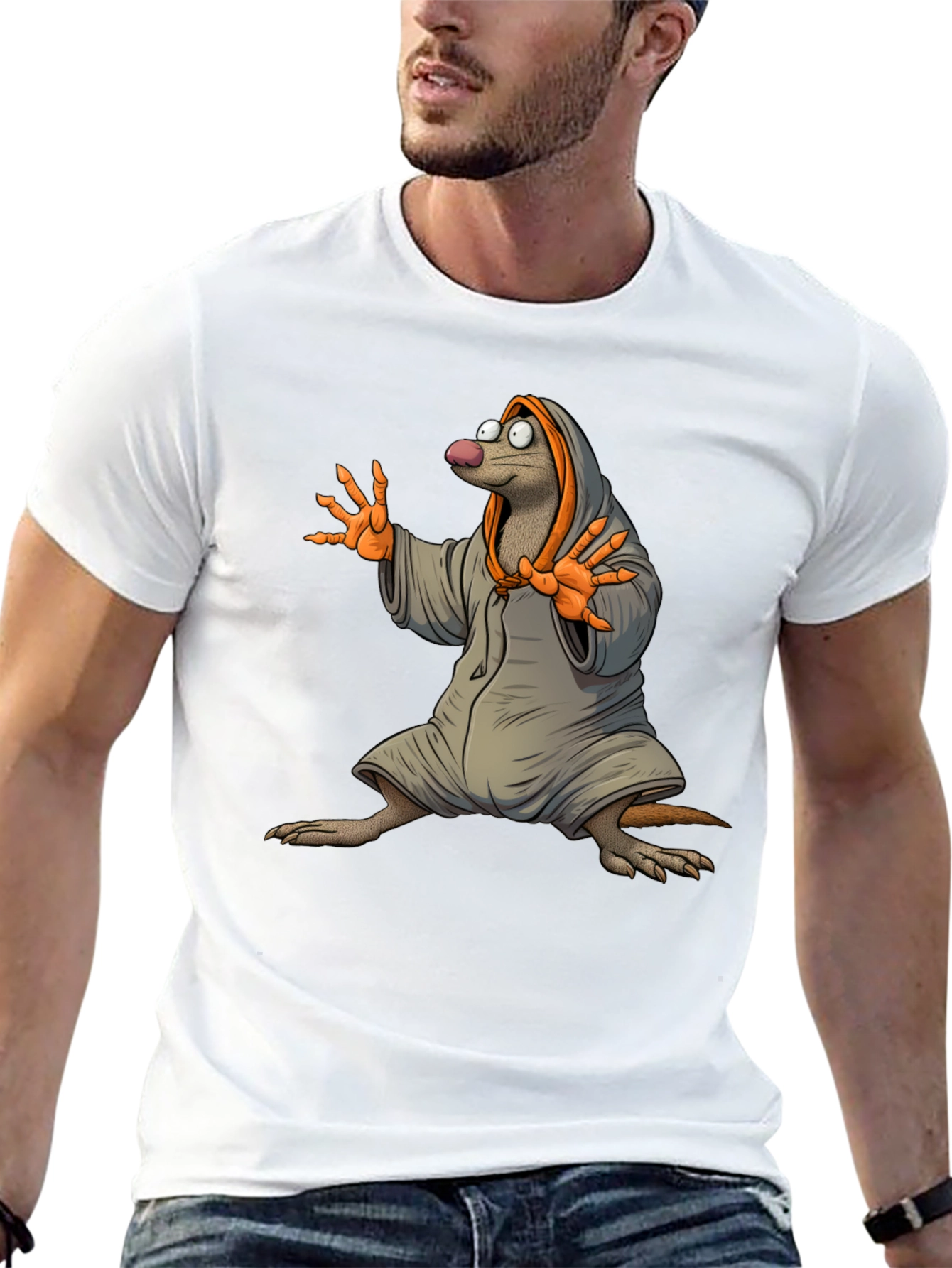 Black Mole in Robe Graphic T-Shirt - Black view 13