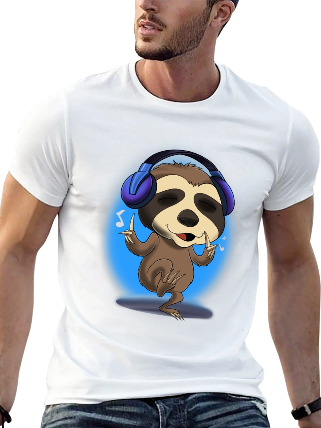 Black Sloth DJ Graphic Tee - Cool & Comfy T-Shirt view 13