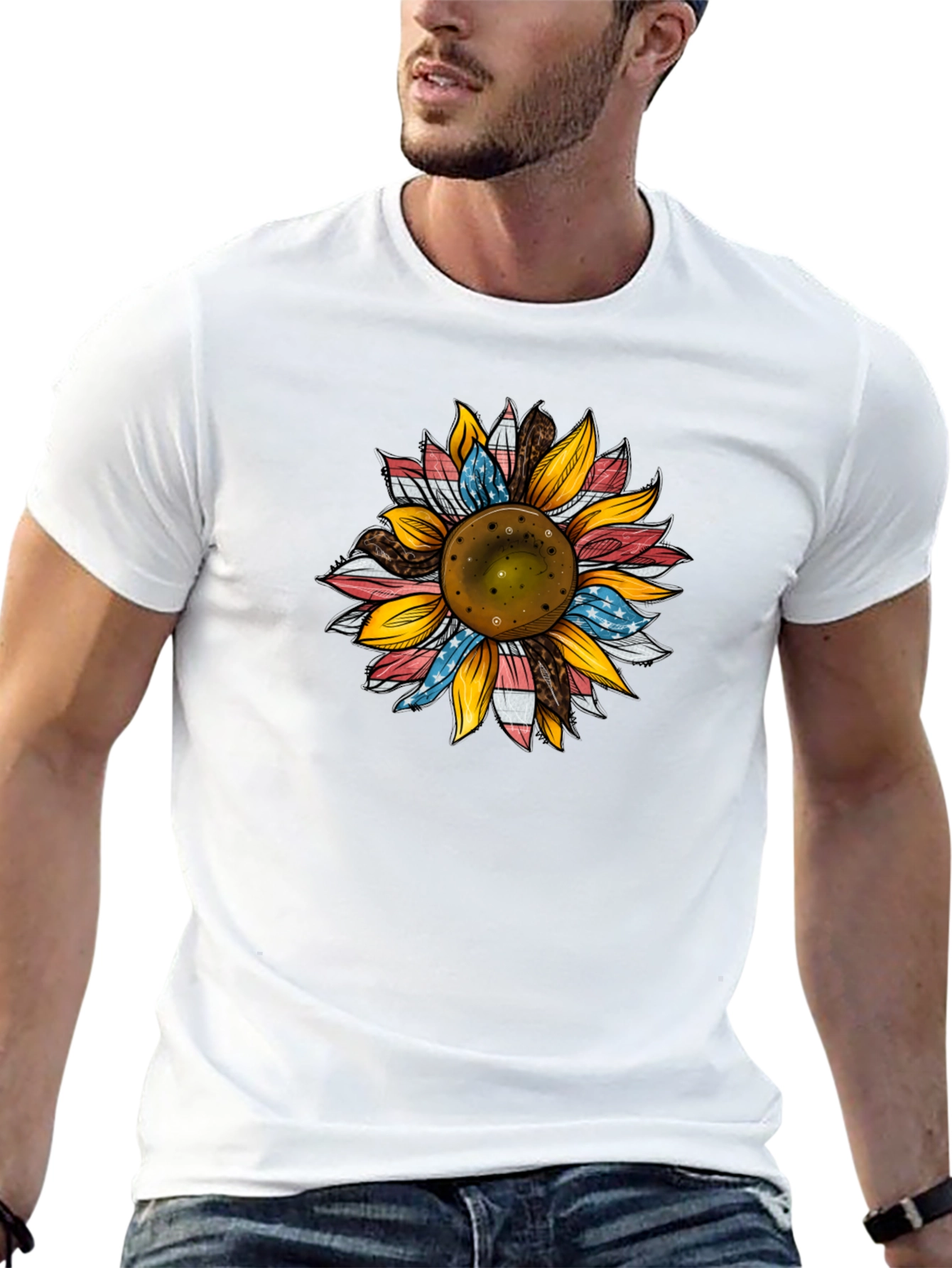 Black Patriotic Sunflower Graphic Tee - Black view 13