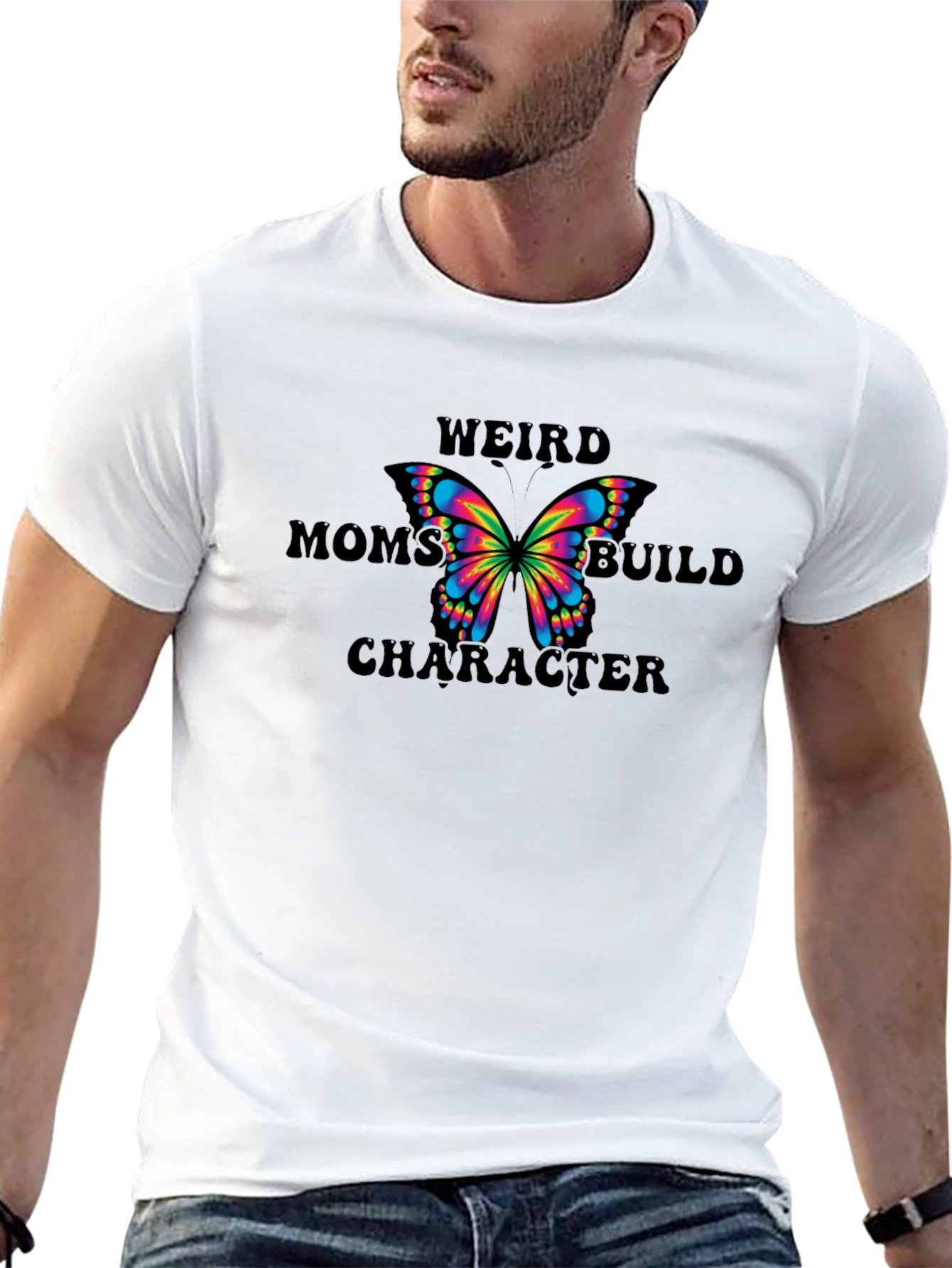 Black Weird Moms Build Character Butterfly T-Shirt view 13