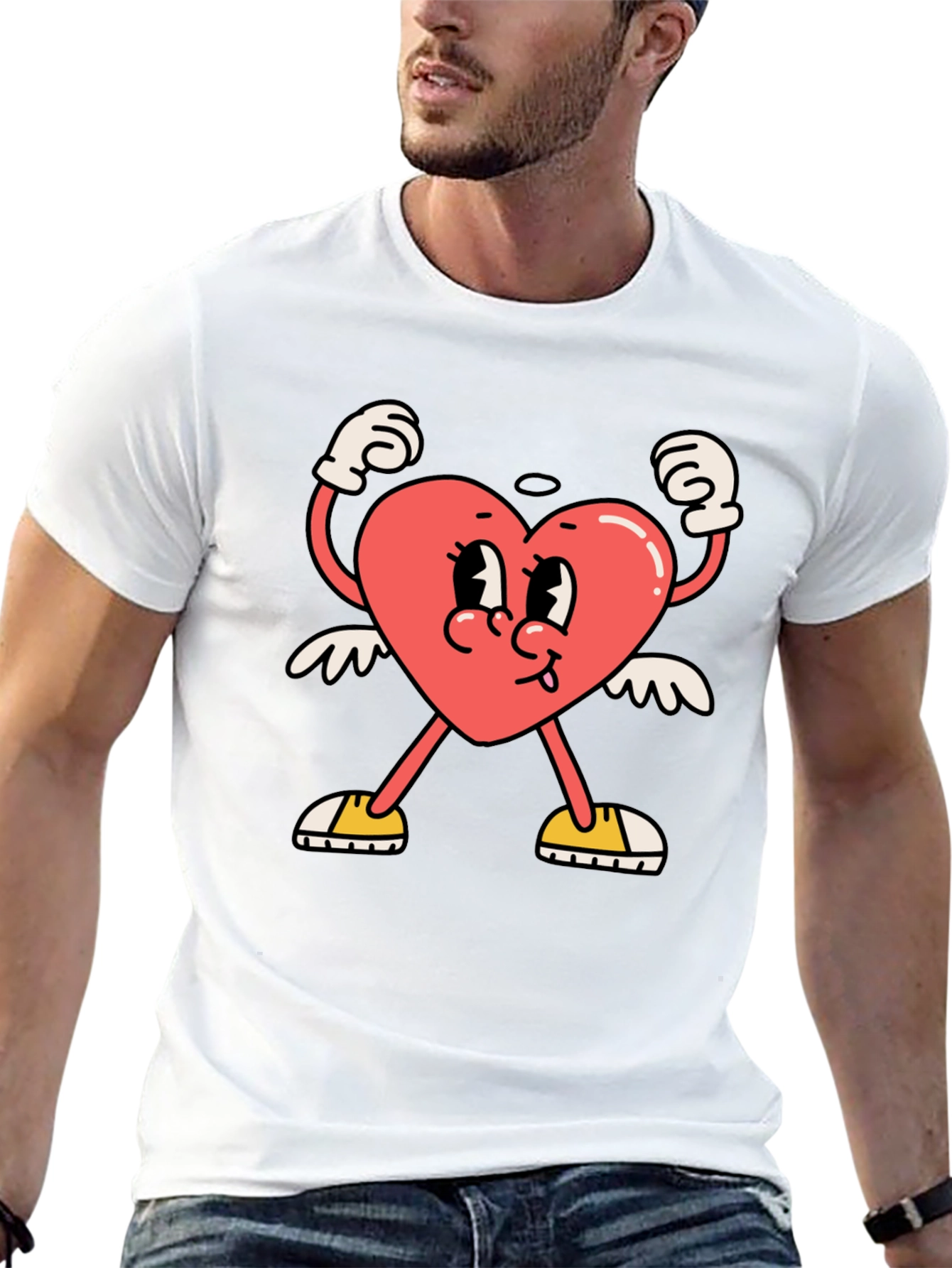 Black Heart Character Graphic Tee - Black Cotton T-Shirt view 13