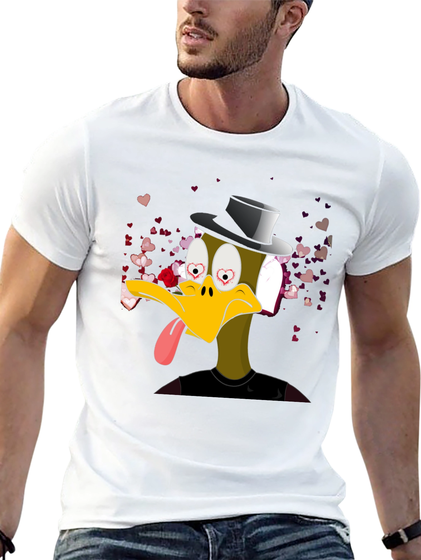 Black Funny Duck Valentine's T-Shirt view 13