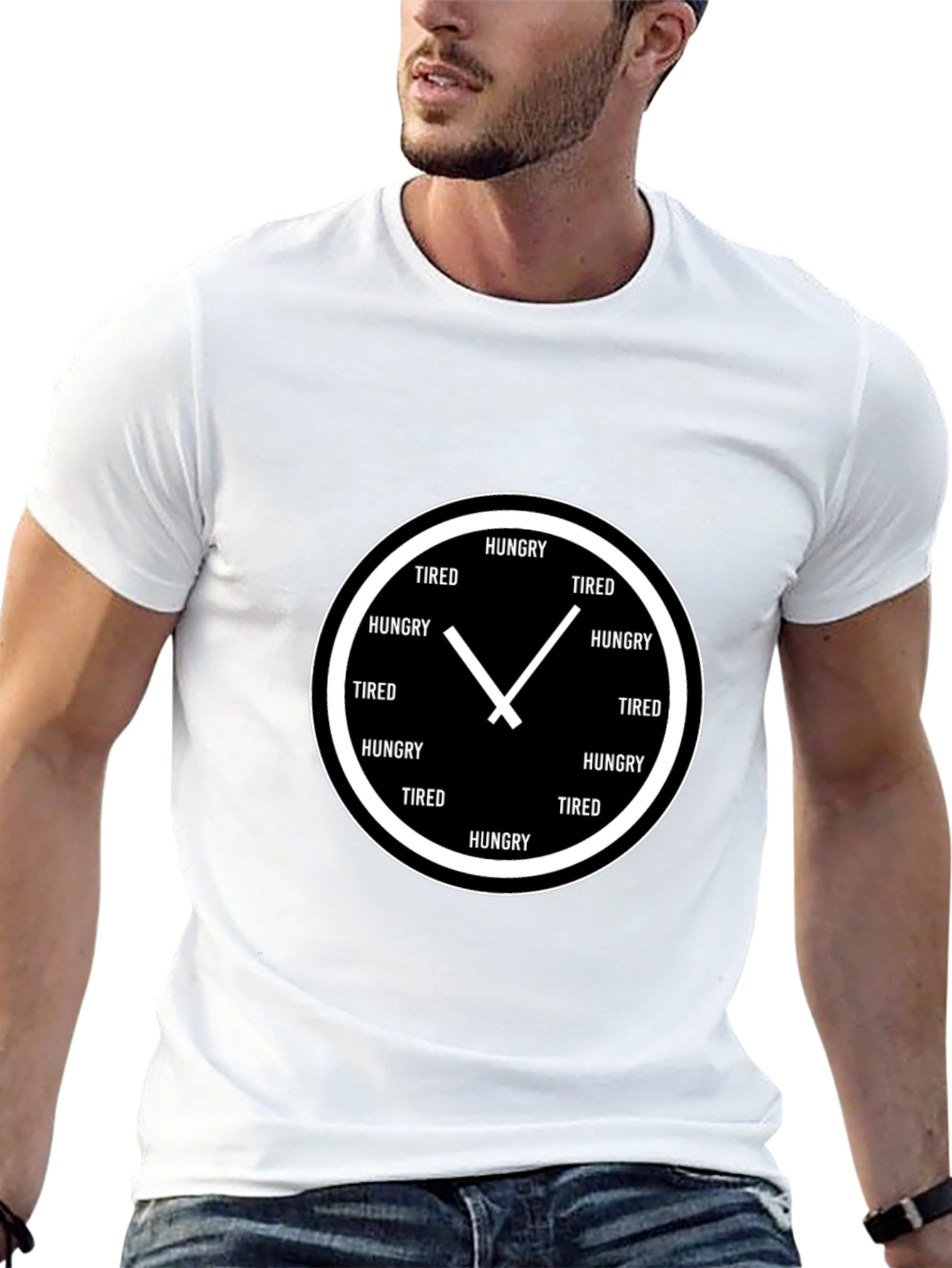 Black Hungry & Tired Clock Graphic Tee - Unisex Fit view 13