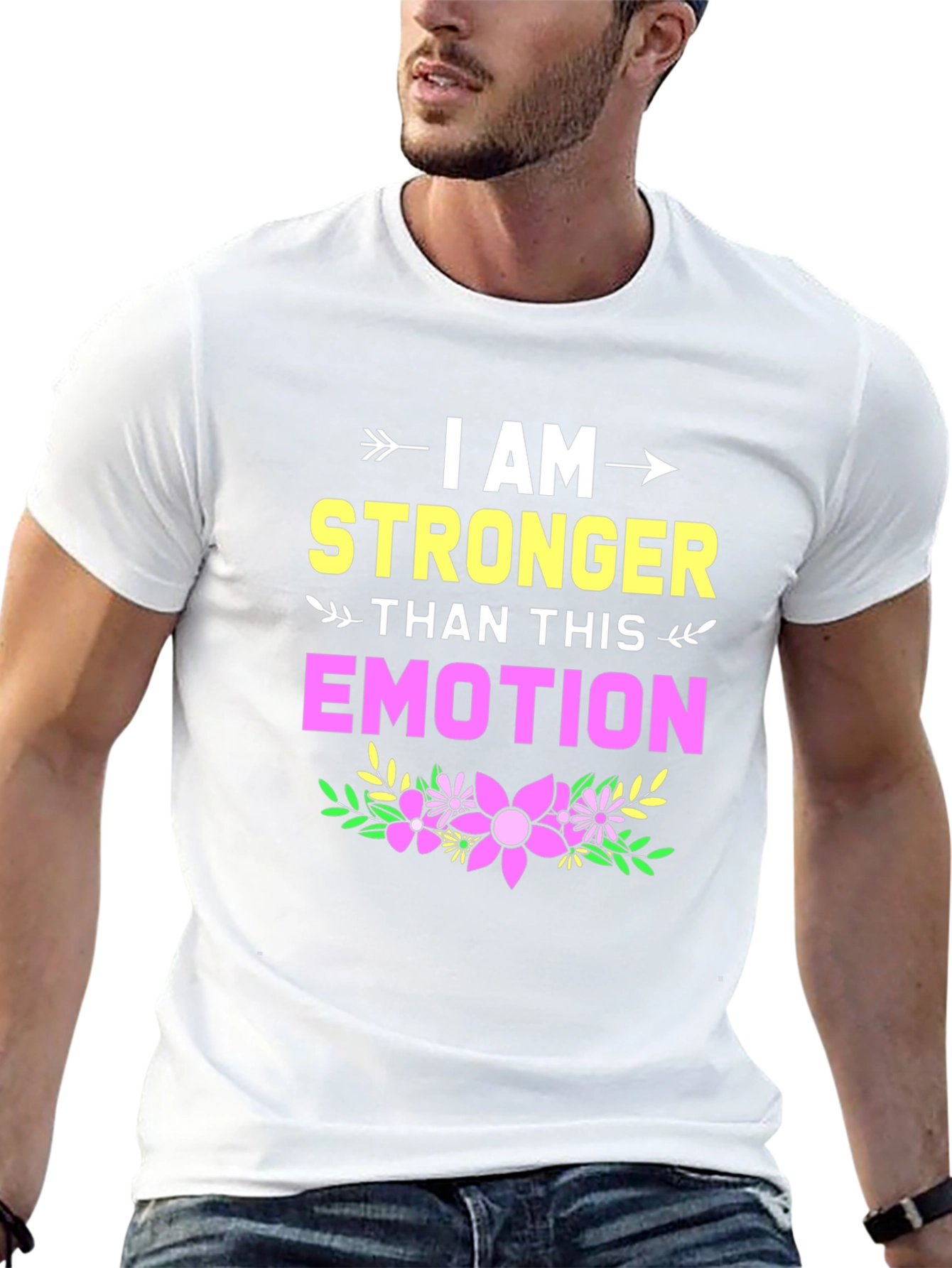 Black I Am Stronger Than This Emotion Graphic Tee view 13