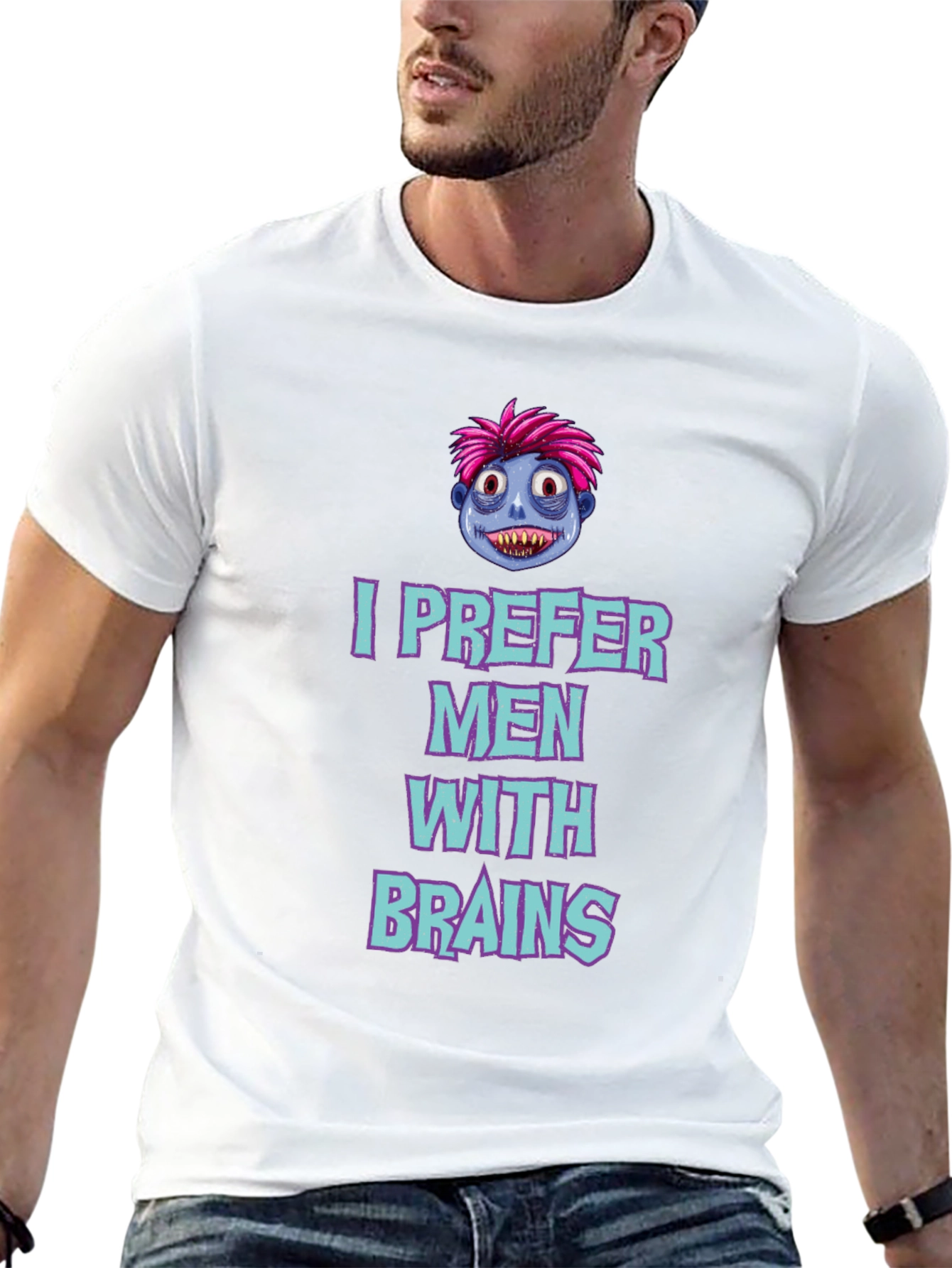 Black I Prefer Men With Brains Graphic Tee view 13