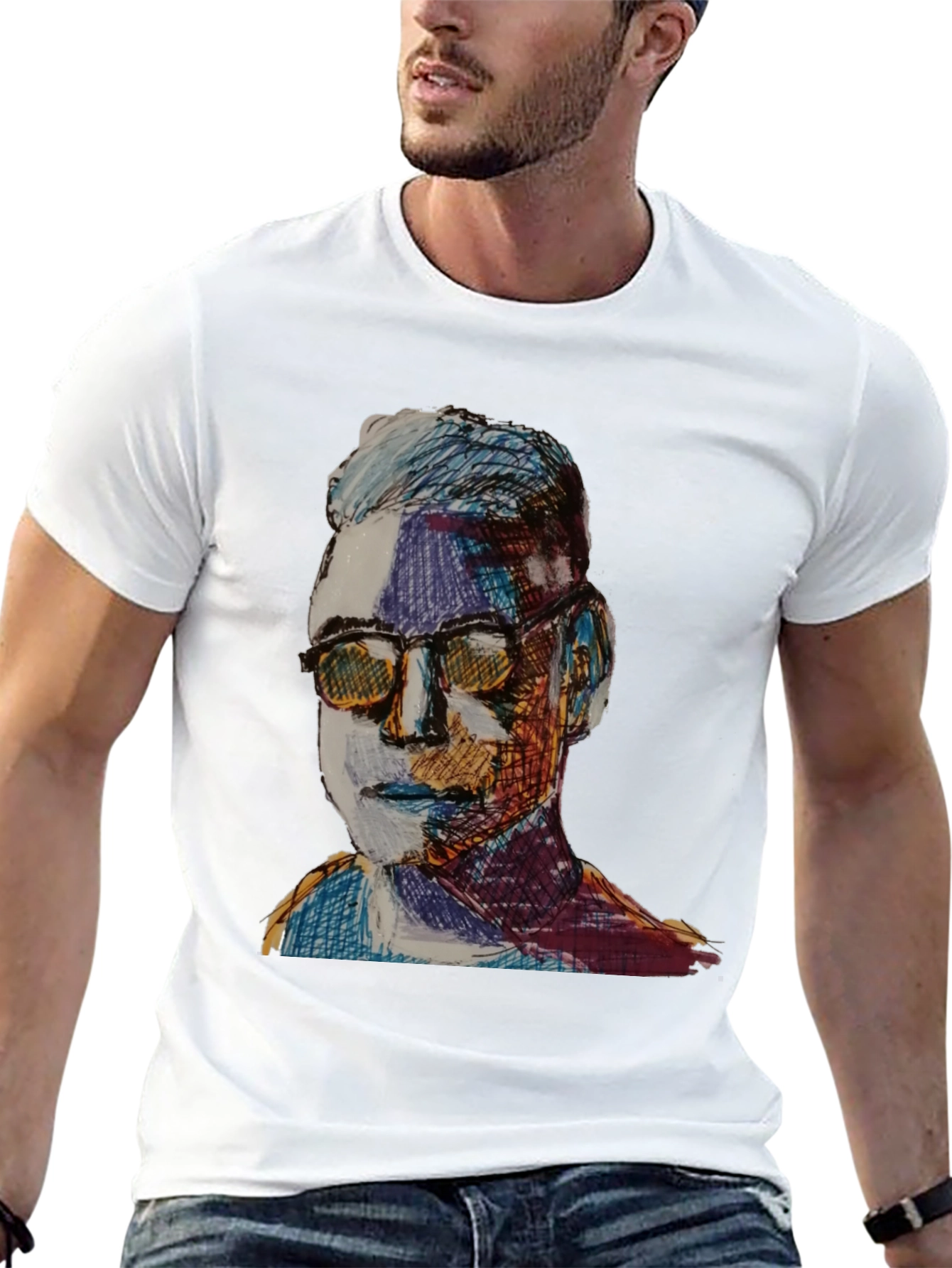 Black Artistic Portrait Graphic Tee - Black view 13
