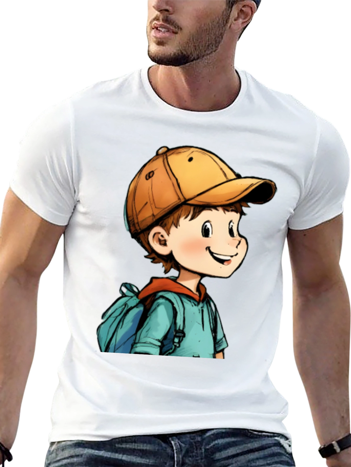 Black Cartoon Boy Black T-Shirt: Fun Graphic Tee for Everyday Wear view 13