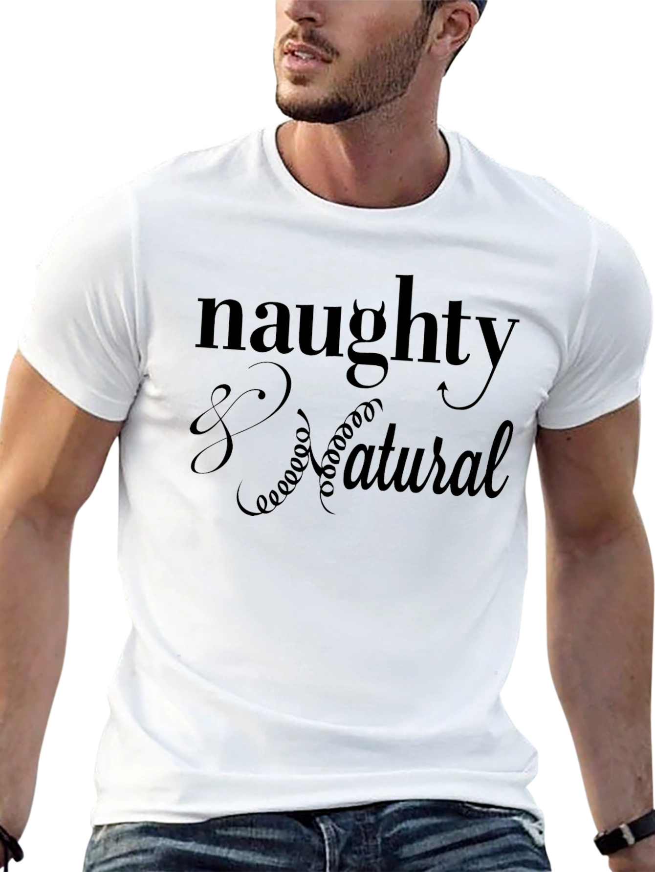 Black Naughty & Natural Graphic T-Shirt view 13