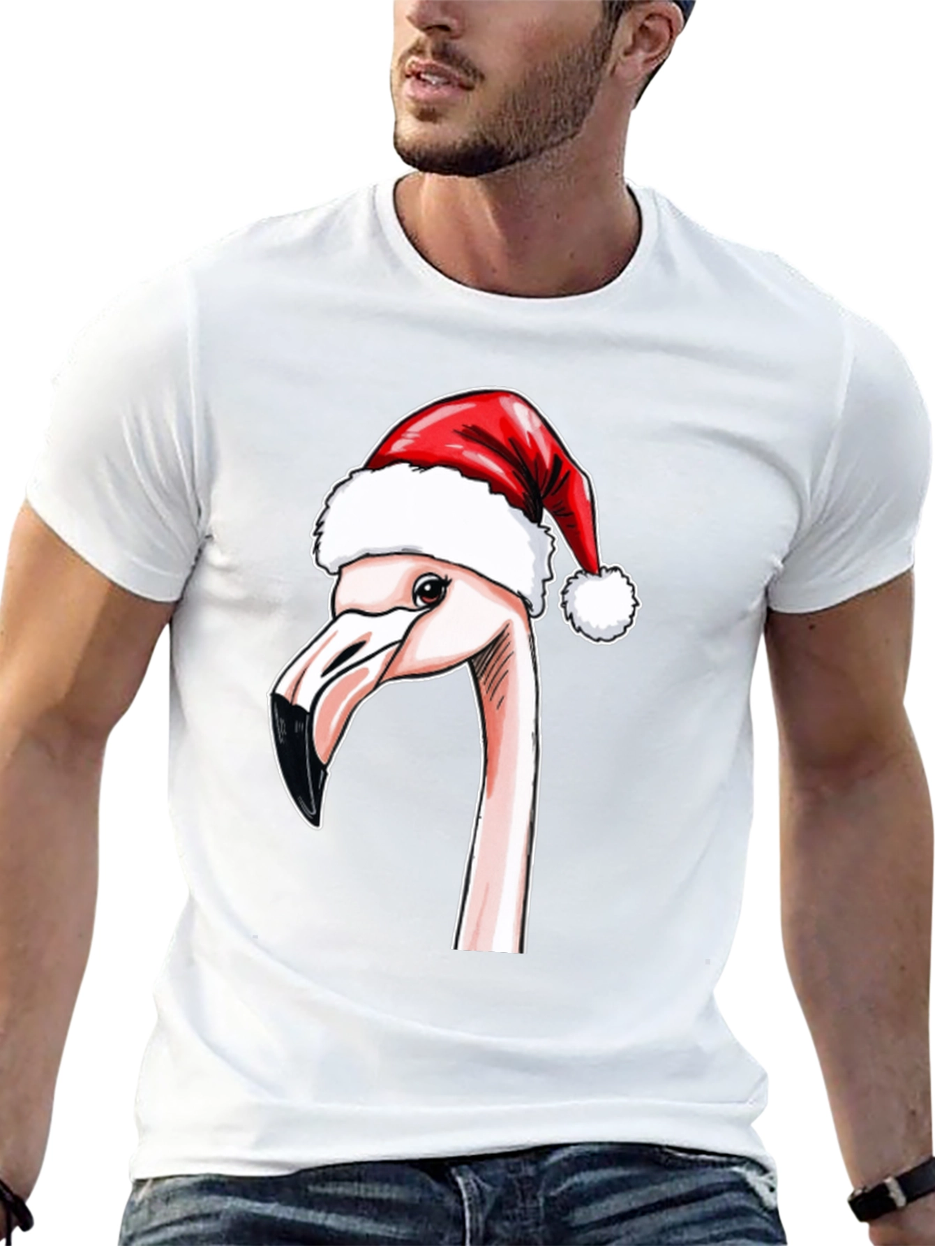 Black Festive Flamingo T-Shirt - Holiday Cheer view 13