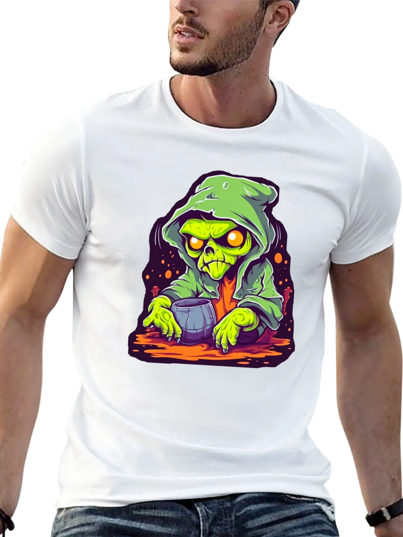 Black Grim Reaper Cartoon Graphic Black T-Shirt view 13