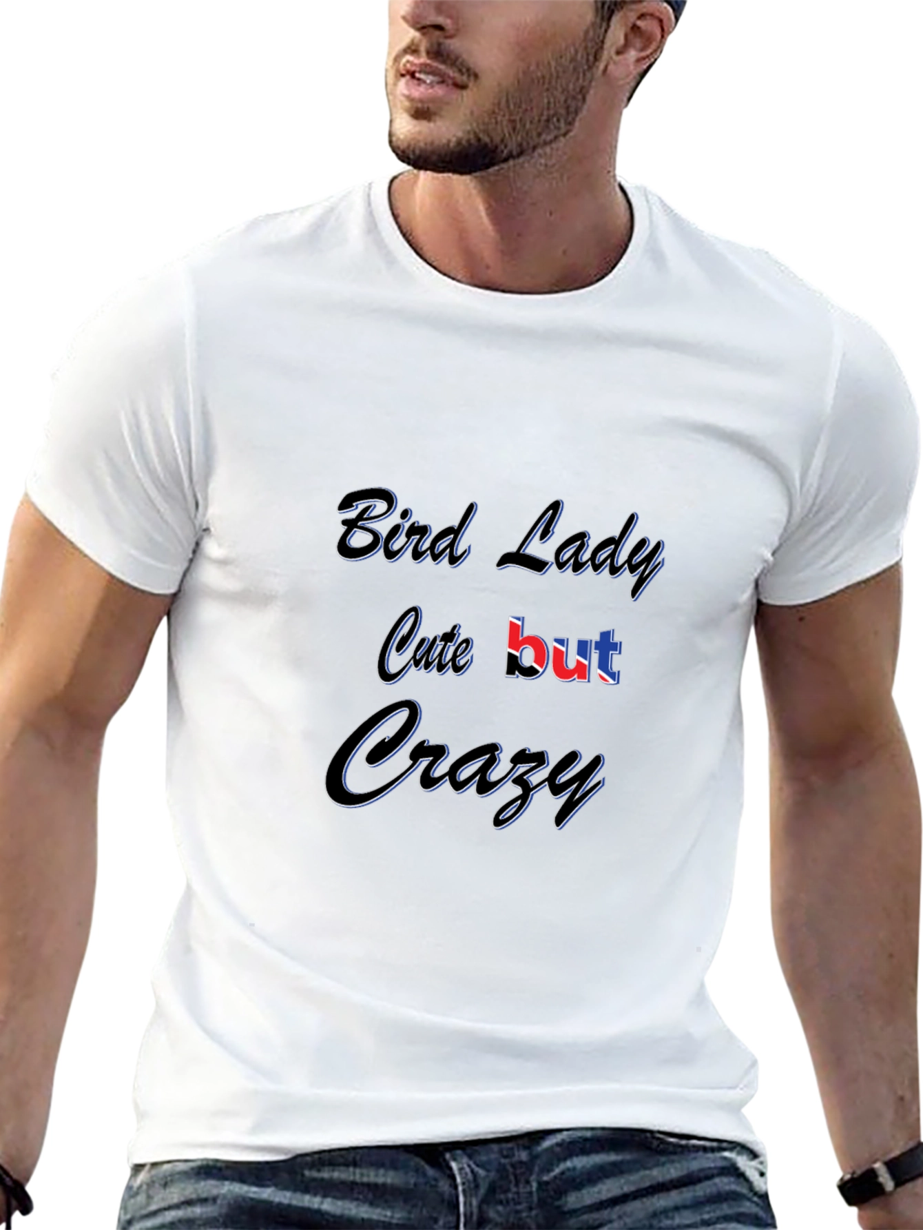 Black Bird Lady Cute But Crazy Black T-Shirt view 13