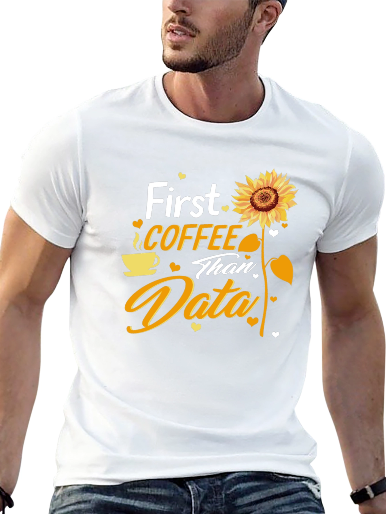 Black Coffee and Data T-Shirt - Sunflower Design view 13