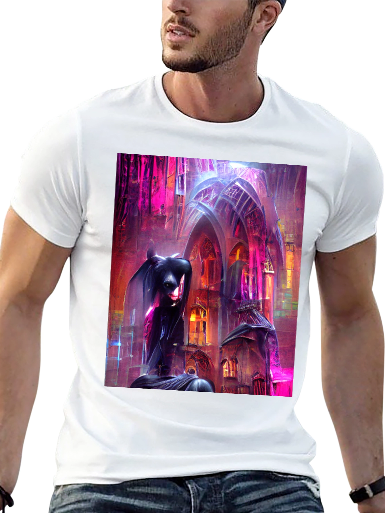 Black Gothic Art Tee - Dark Fantasy Style T-Shirt view 13
