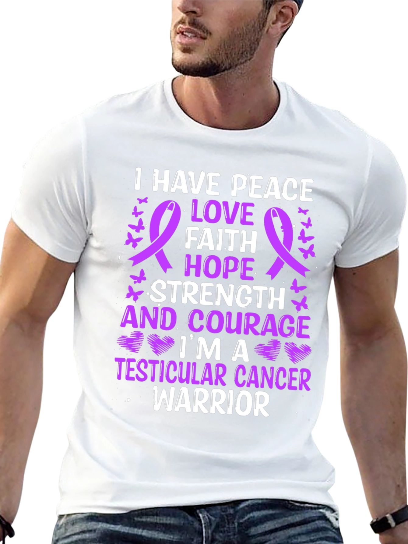 Black Testicular Cancer Warrior Graphic Tee view 13