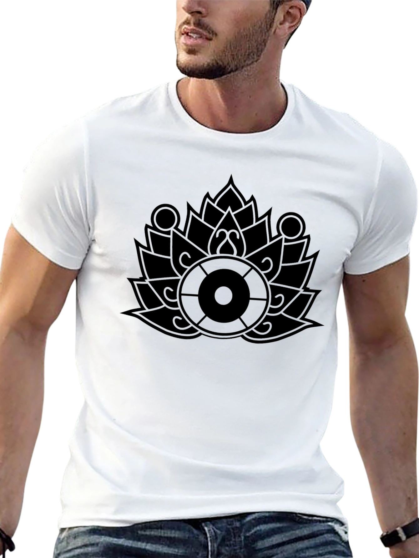 Black Lotus Wheel Graphic Black T-Shirt view 13