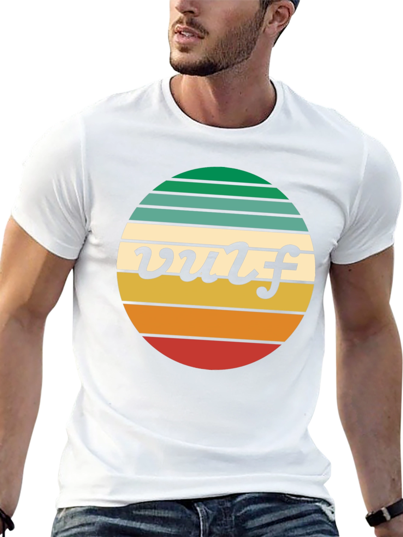 Black Retro Vulf Tee - Striped Circle Graphic view 13