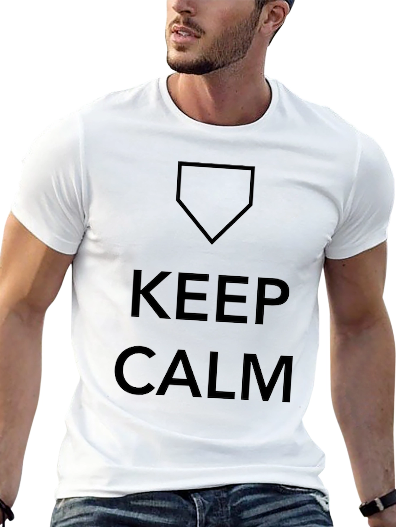 Black Keep Calm Baseball Home Plate Graphic T-Shirt view 13