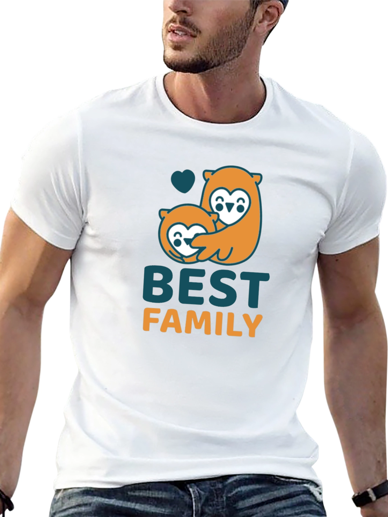 Black Best Family Otter Graphic Black T-Shirt view 13