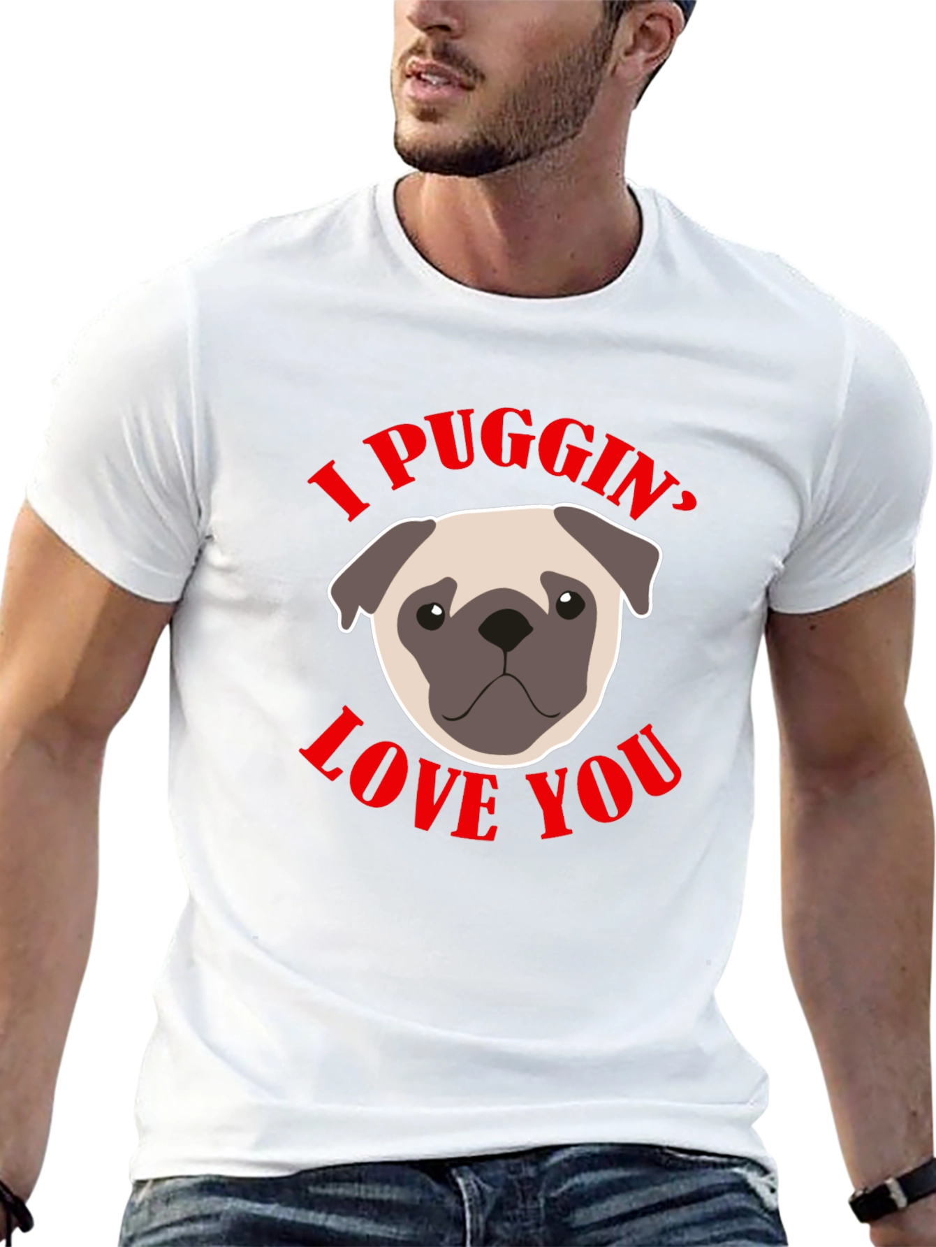 Black I Puggin' Love You Black Graphic T-Shirt view 13