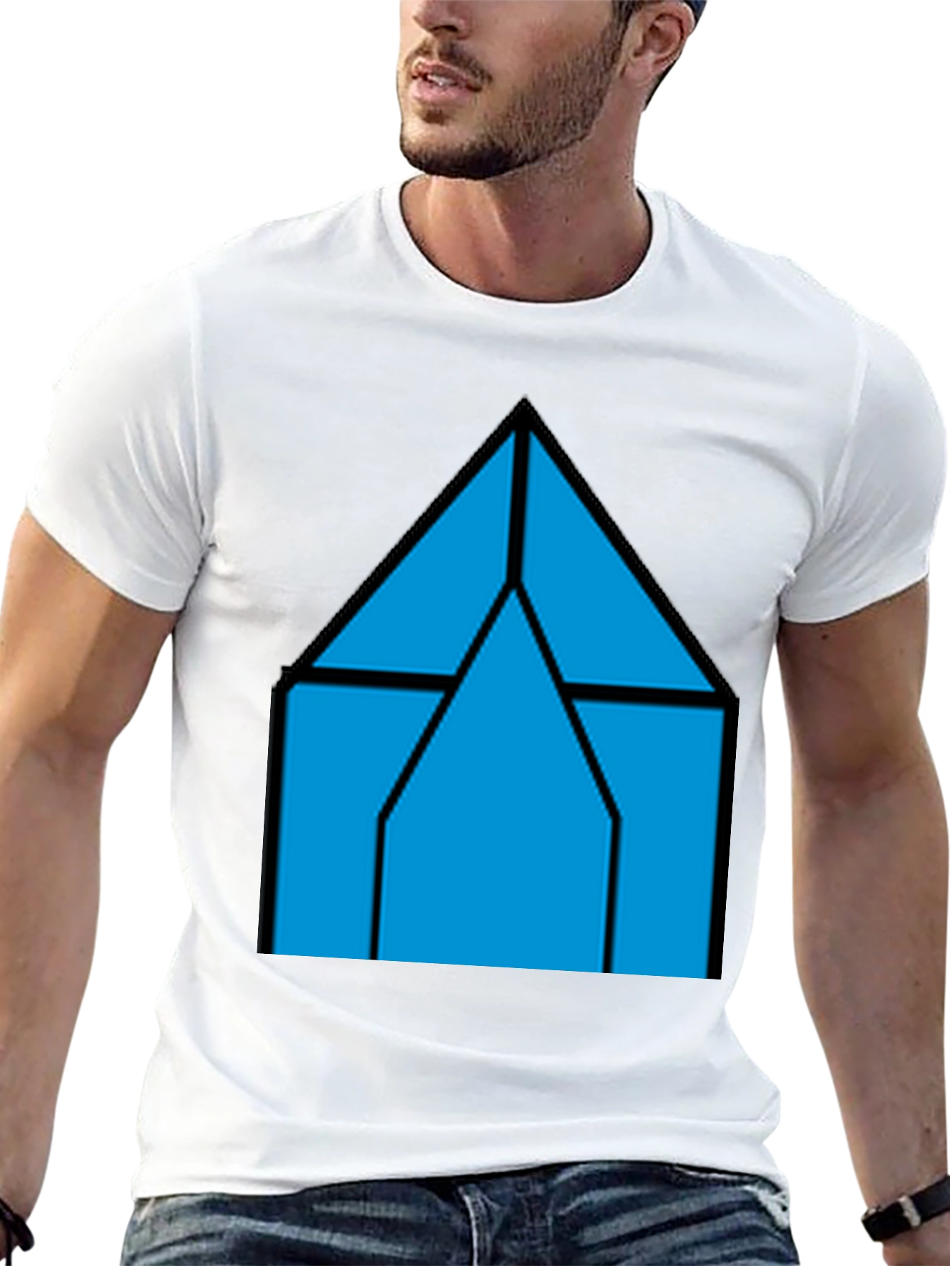 Black Geometric House T-Shirt - Modern Style view 13