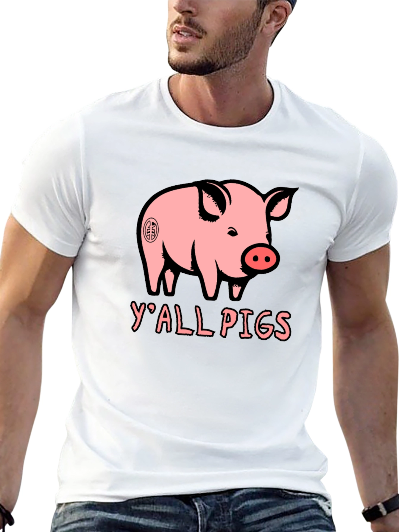 Black Y'all Pigs Graphic Tee - Funny Pig Lover T-Shirt view 13