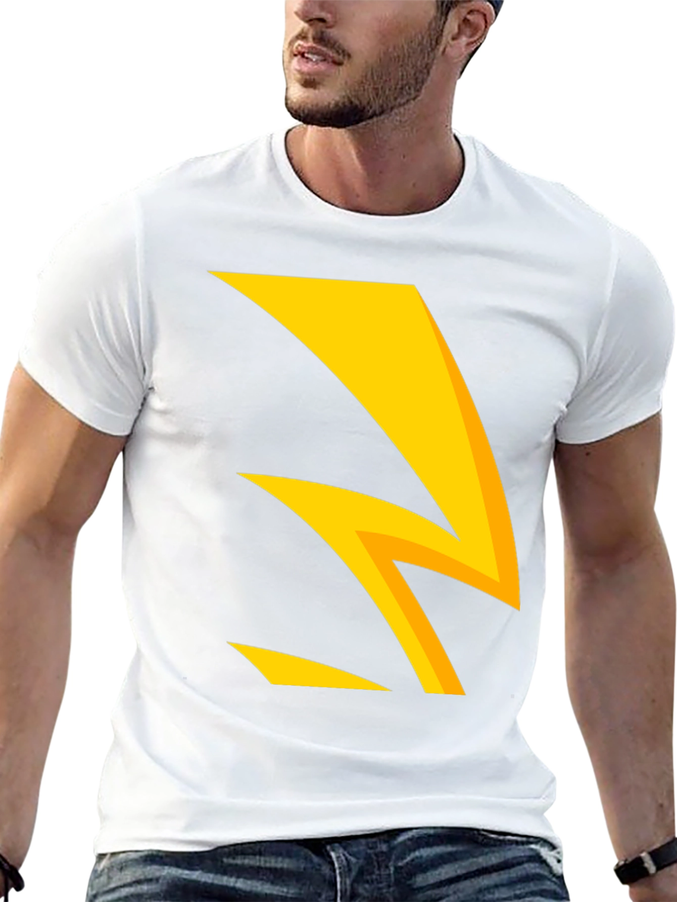 Black Bold Lightning Bolt Graphic Tee - Black Cotton Blend view 13