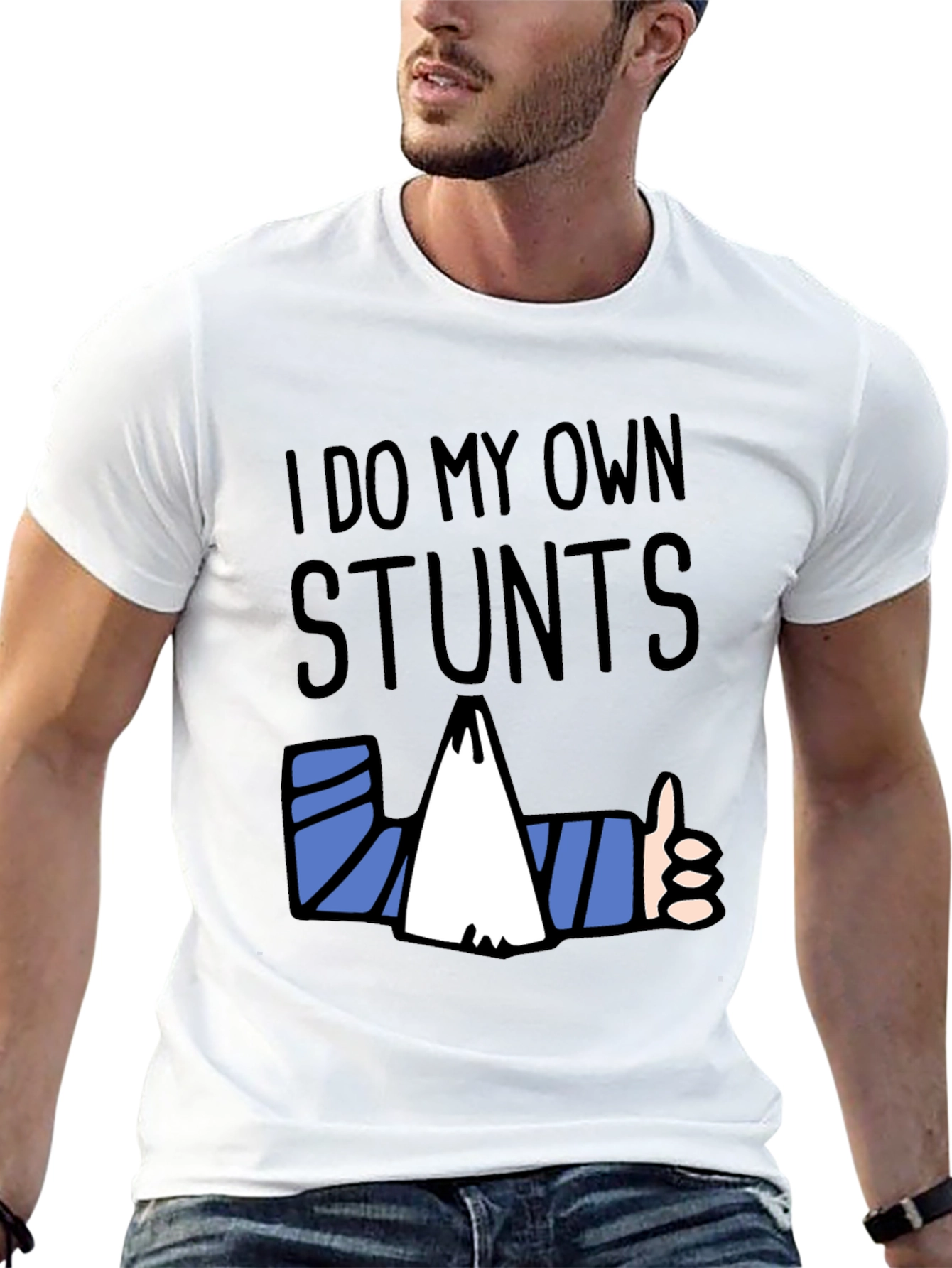Black Funny "I Do My Own Stunts" Graphic T-Shirt view 13