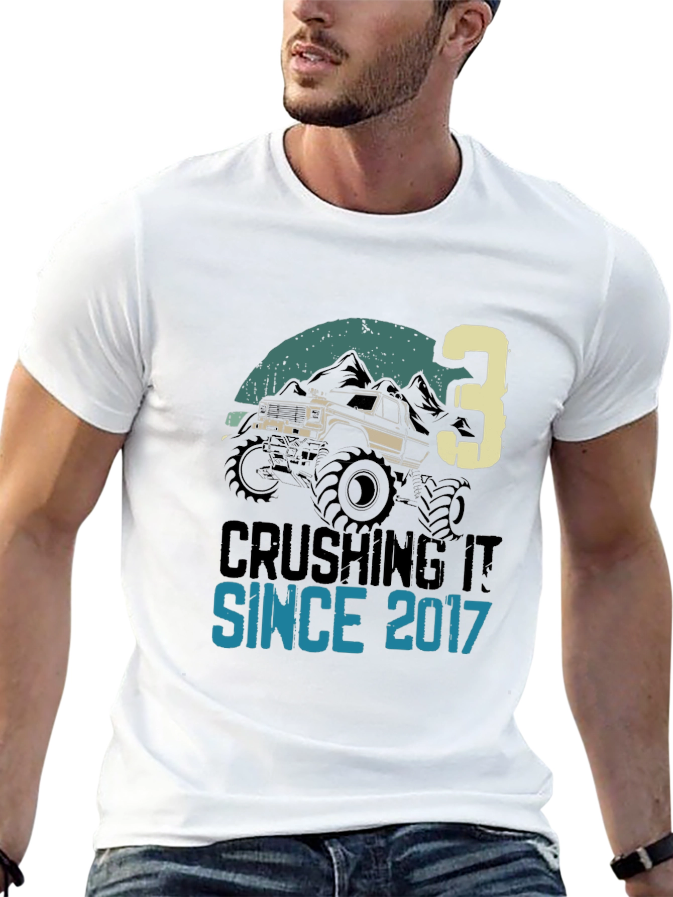Crushing It Since 2017 3rd Birthday Monster Truck T-Shirt - 13