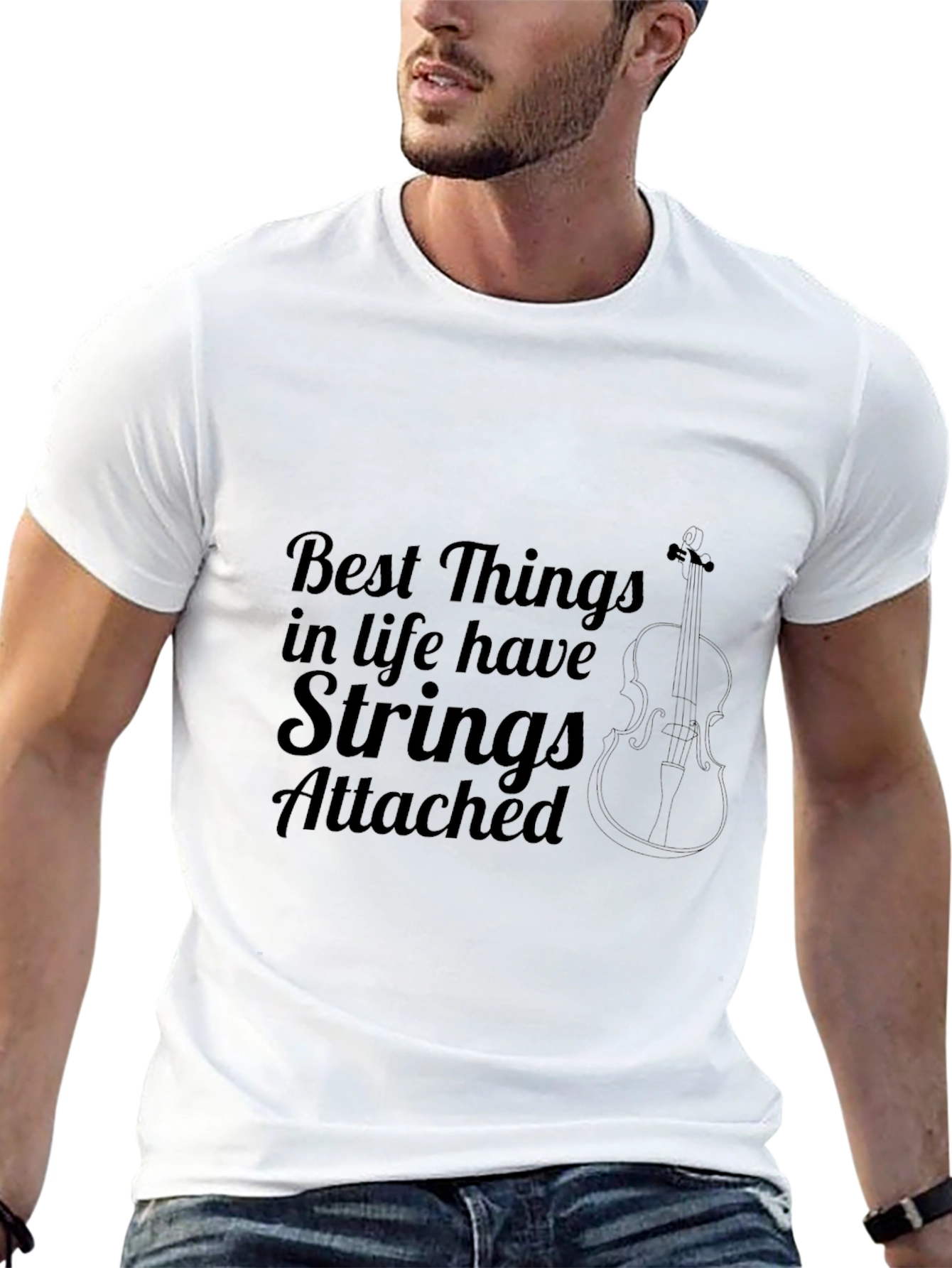 Black Best Things in Life Have Strings Attached T-Shirt view 13