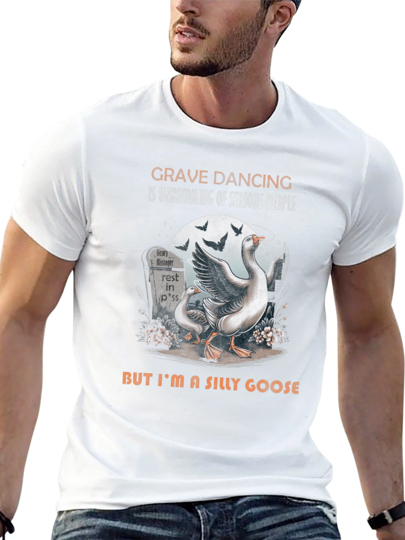 Black Grave Dancing Silly Goose Graphic Tee view 13